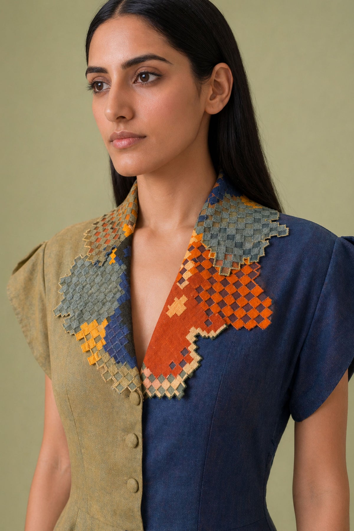Ikat Collar Midi Dress