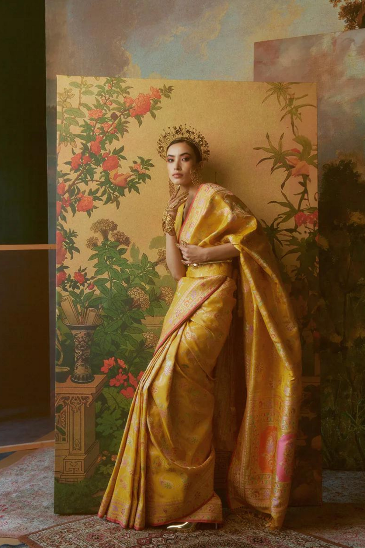 Handwoven Yellow Tissue Saree