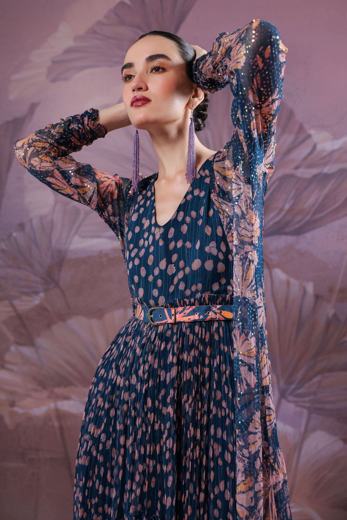 Prussian Blue Jhilmil Cape Set