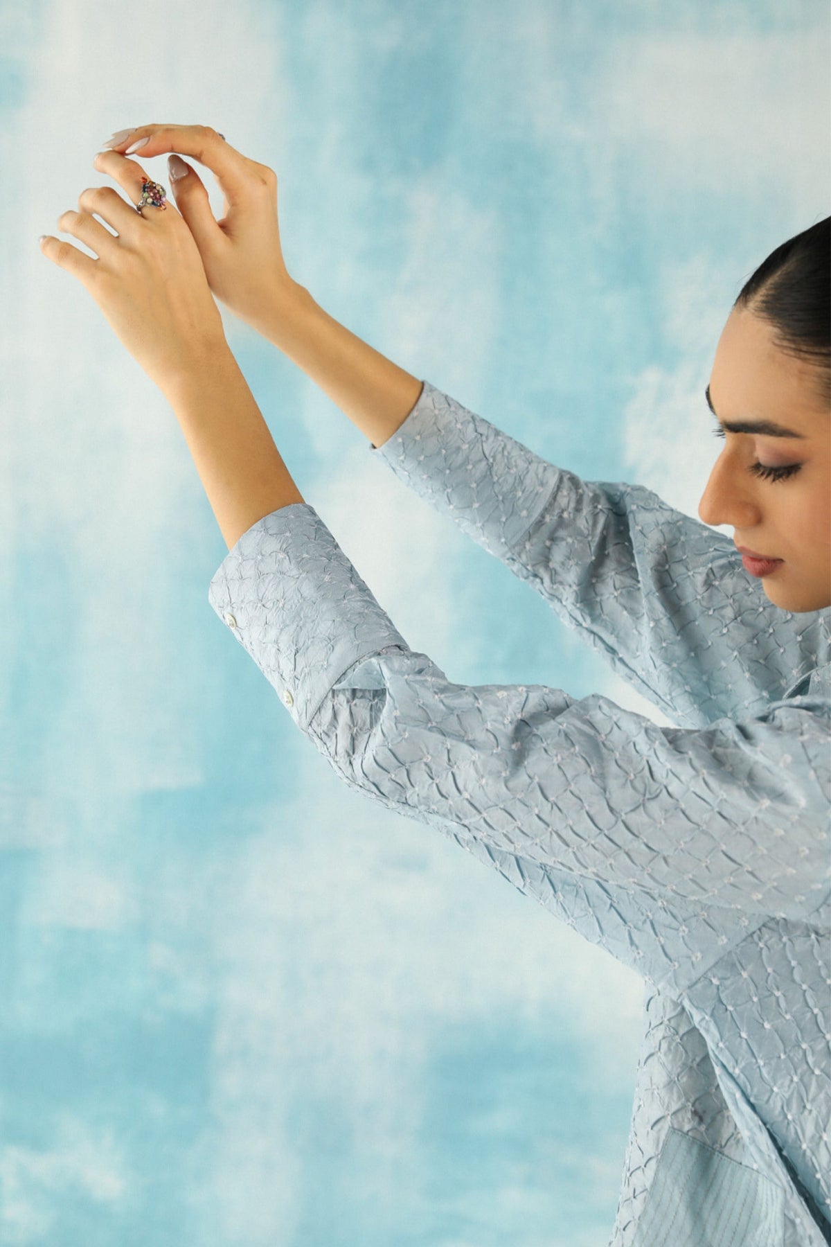 Ice Blue Overlapped Shirt
