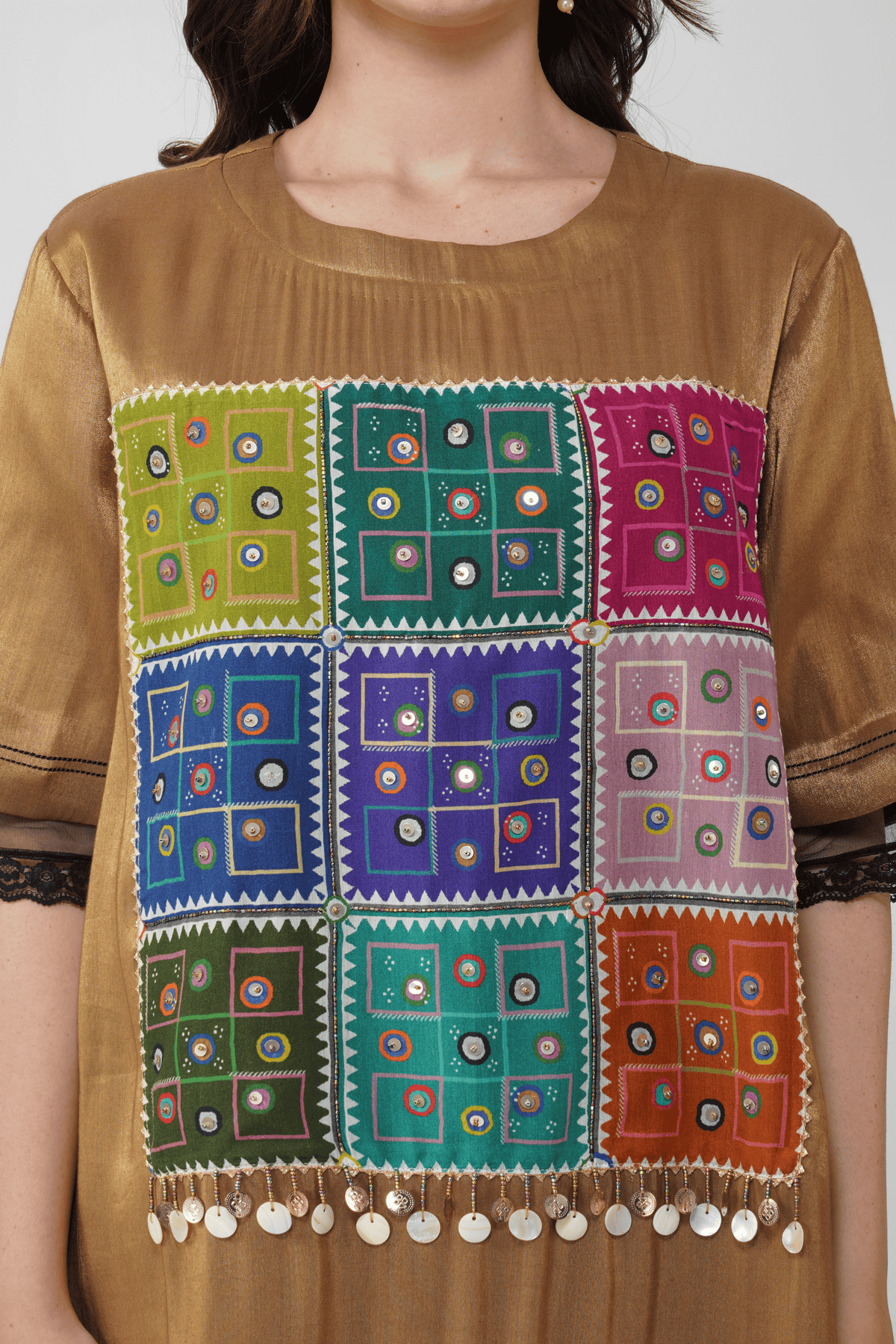 Mirrorwork Printed Top and Dhoti Set