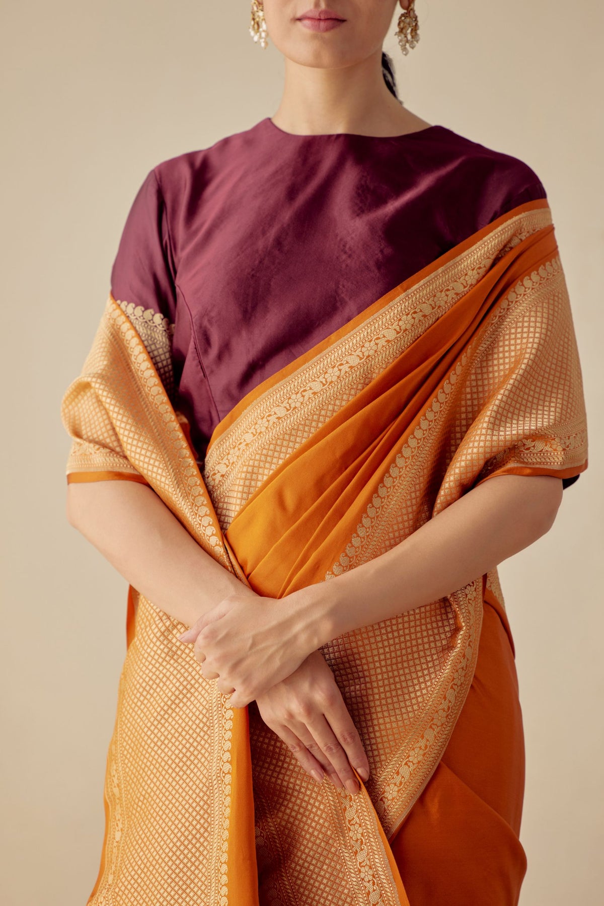 Nargiz Burnt Orange Saree