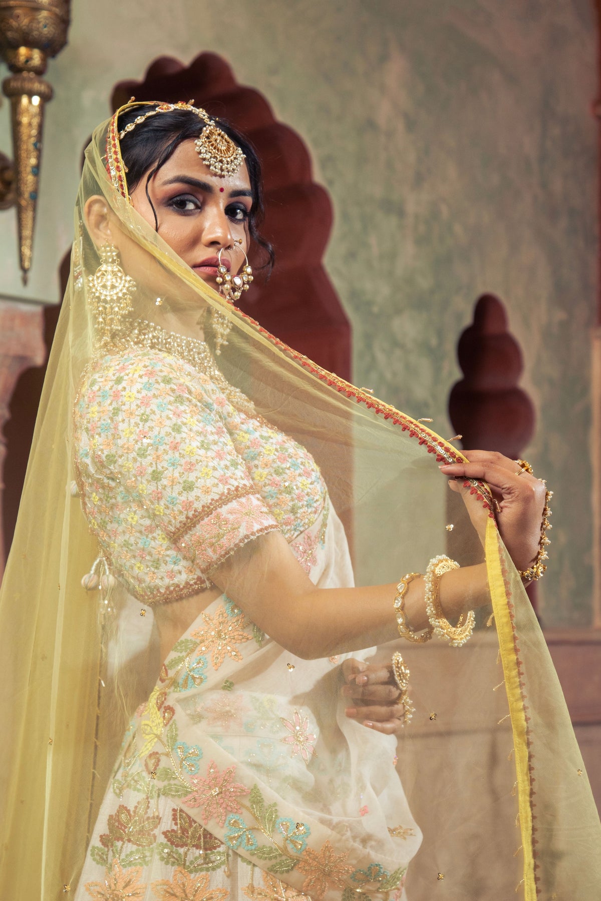 Ivory Embroidered Lehenga Set