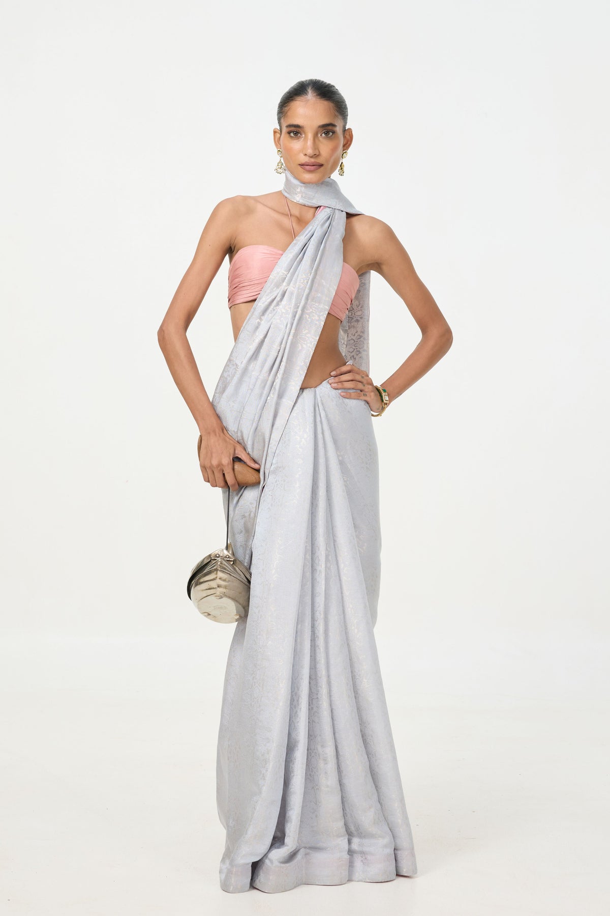 Ice Blue Tissue Saree