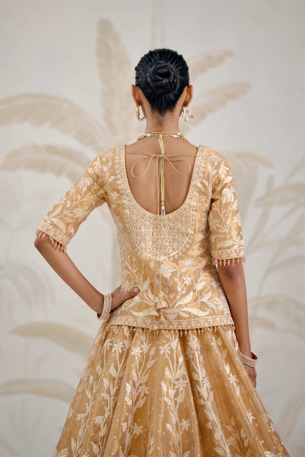 Gold Organza Kurta-lehenga Set