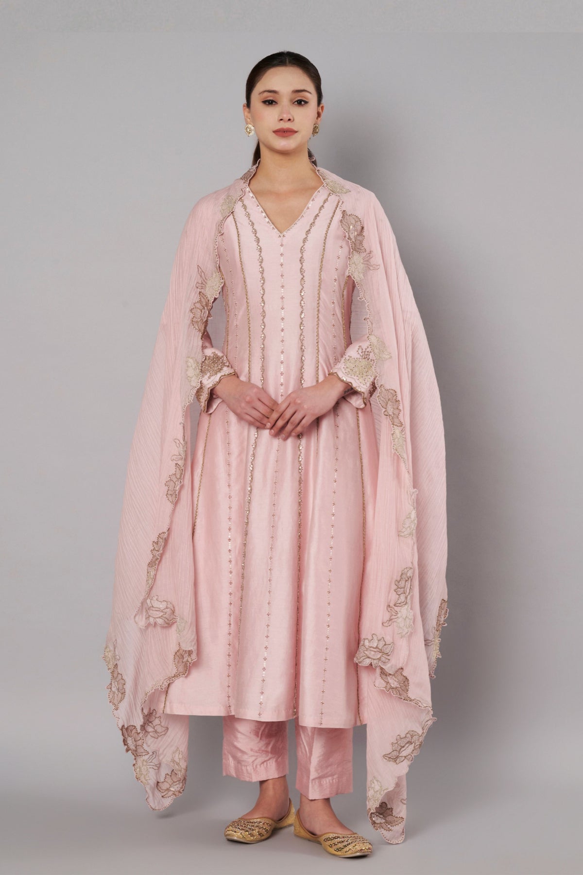 Spring Halo Muted Rose Anarkali Set