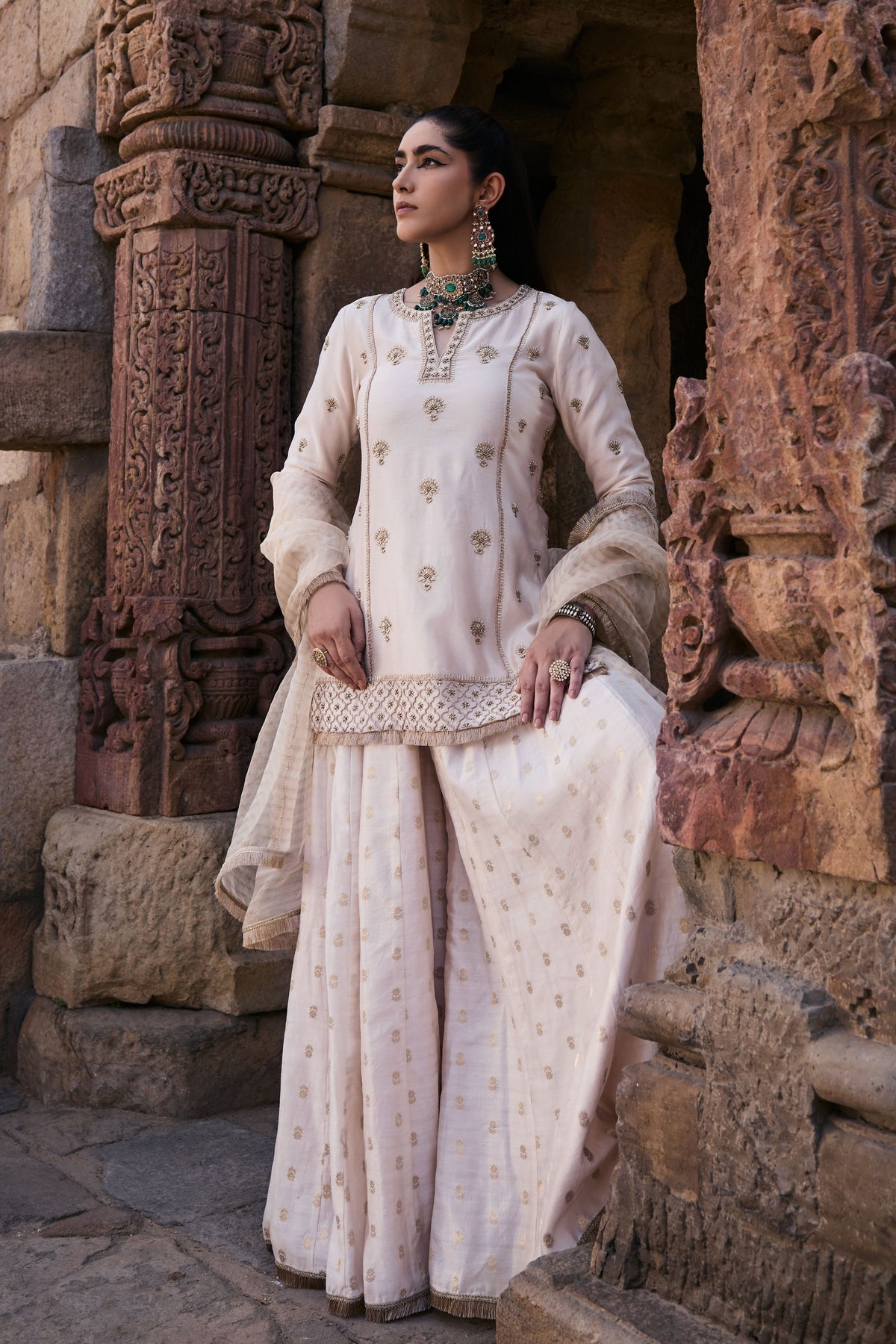 Shirina Ivory Sharara Set