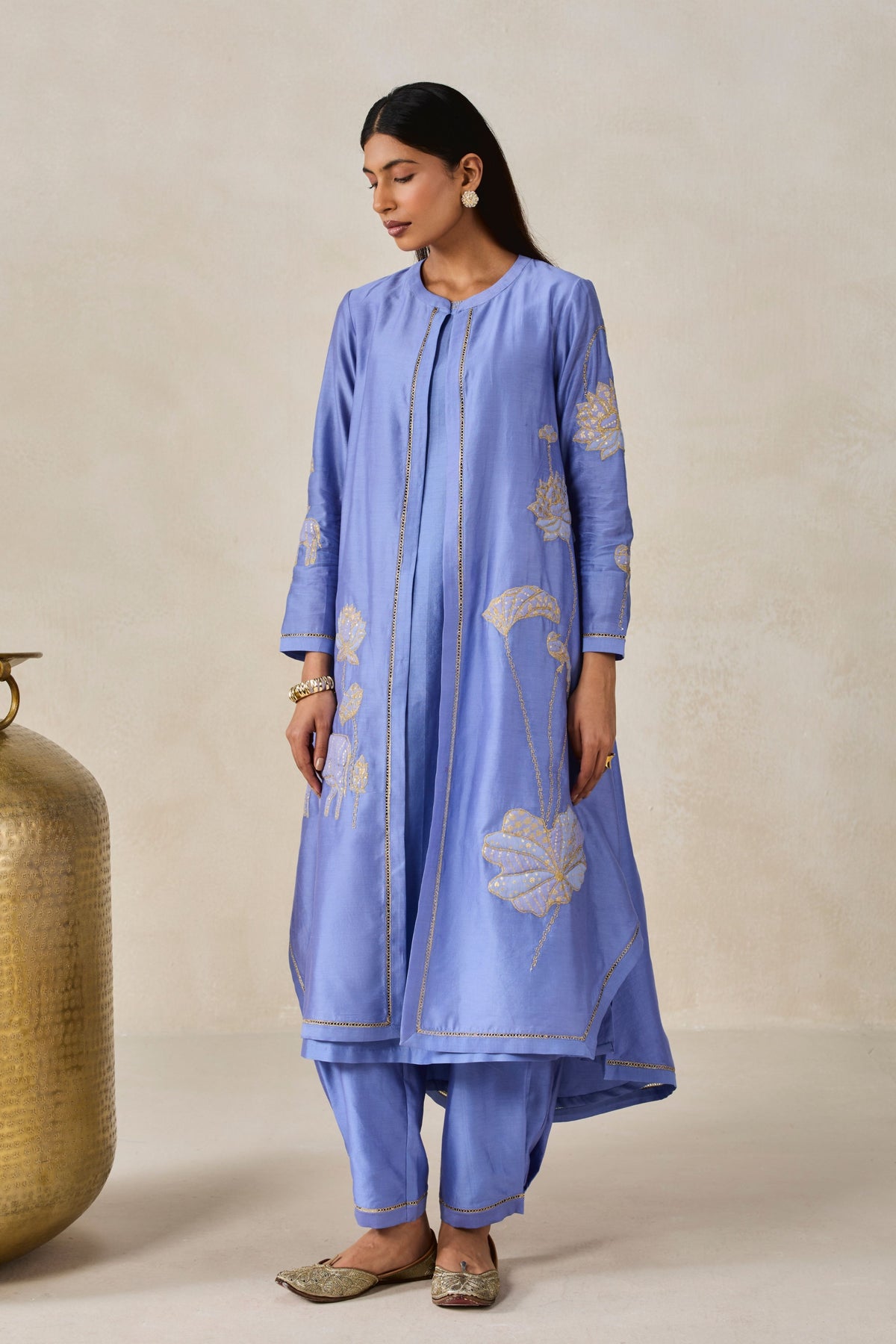 Chanderi Kurta Pants Set