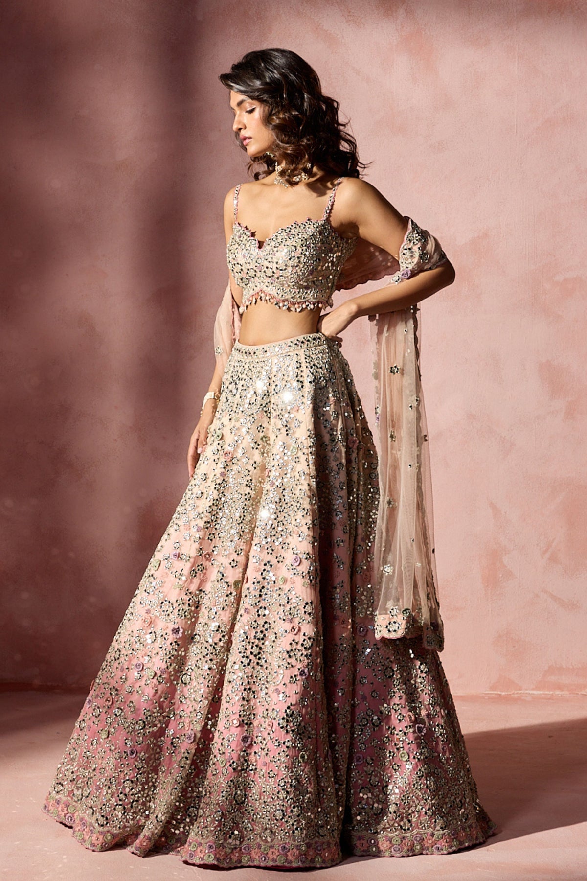 Rose Pink Ombrey lehenga Set