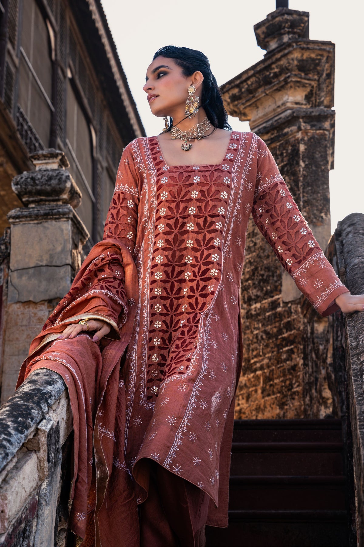 Rustic Red Straight Suit Set