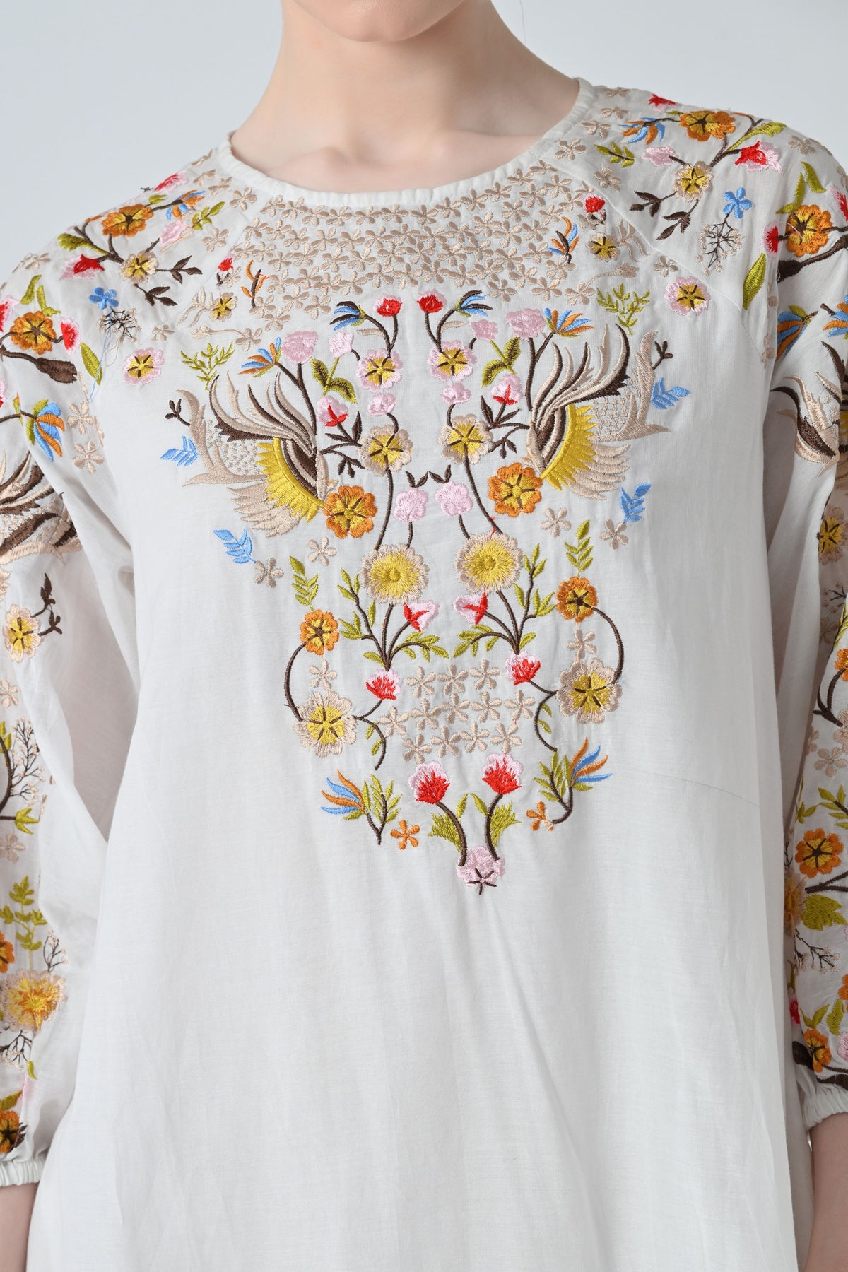 Ivory Floral Embroidered Dress