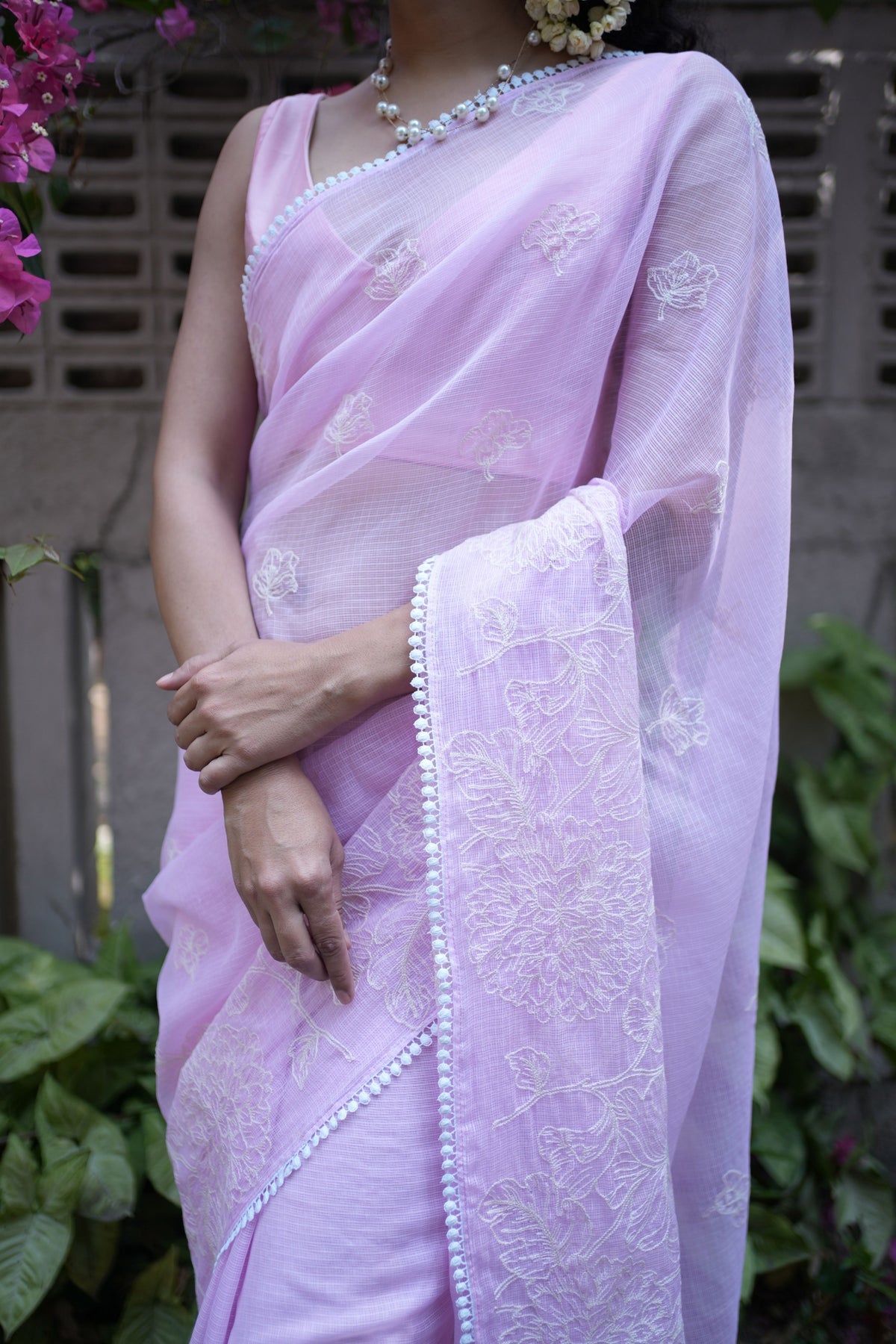 Nalini Ethereal Floral Pink Saree