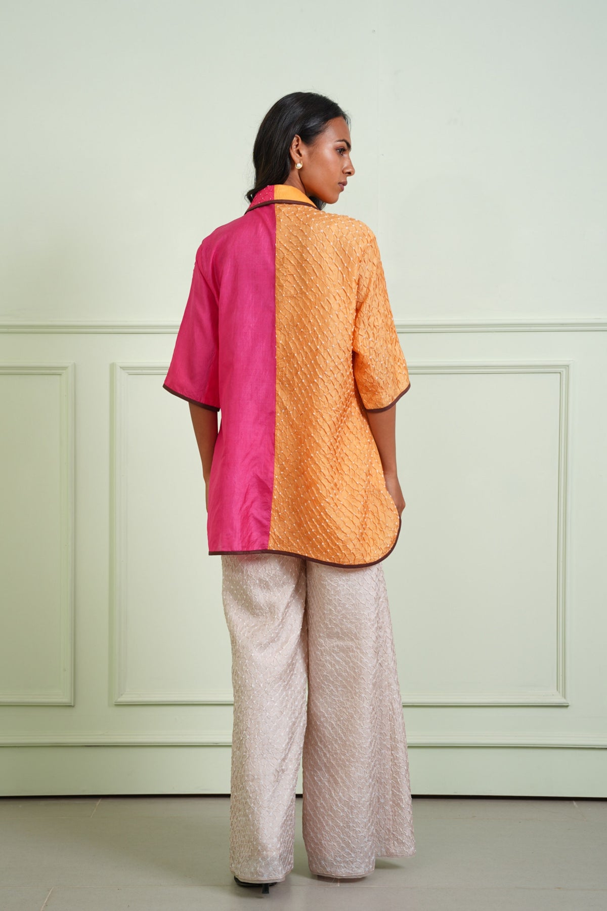Pink Tangerine Bandhani Shirt