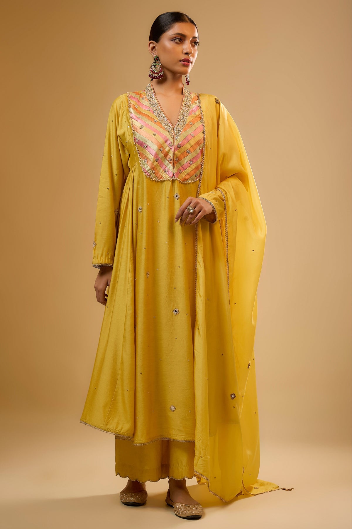 Yellow Embroidered Dupatta