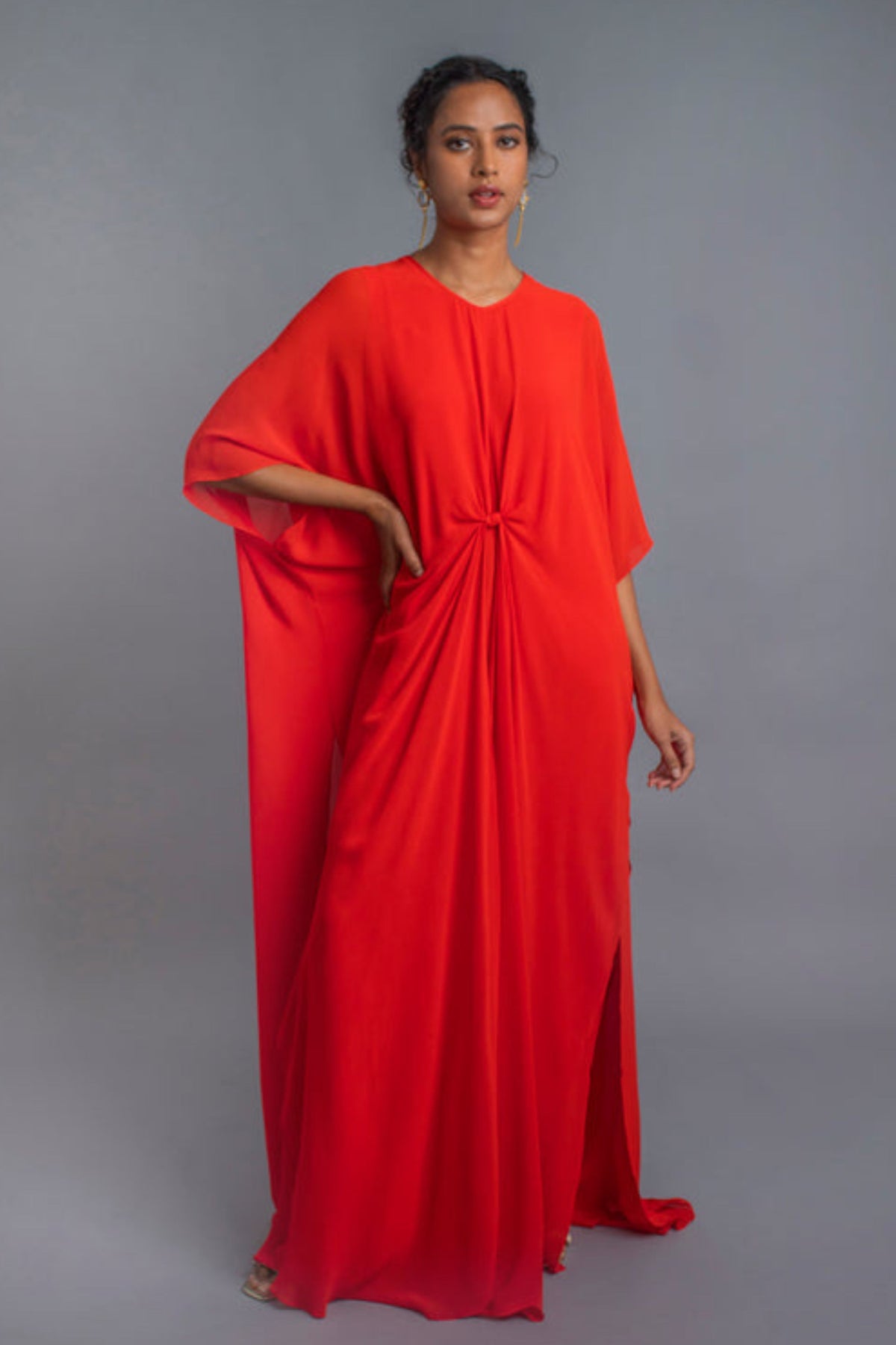 Scarlet Knotted Kaftan Set