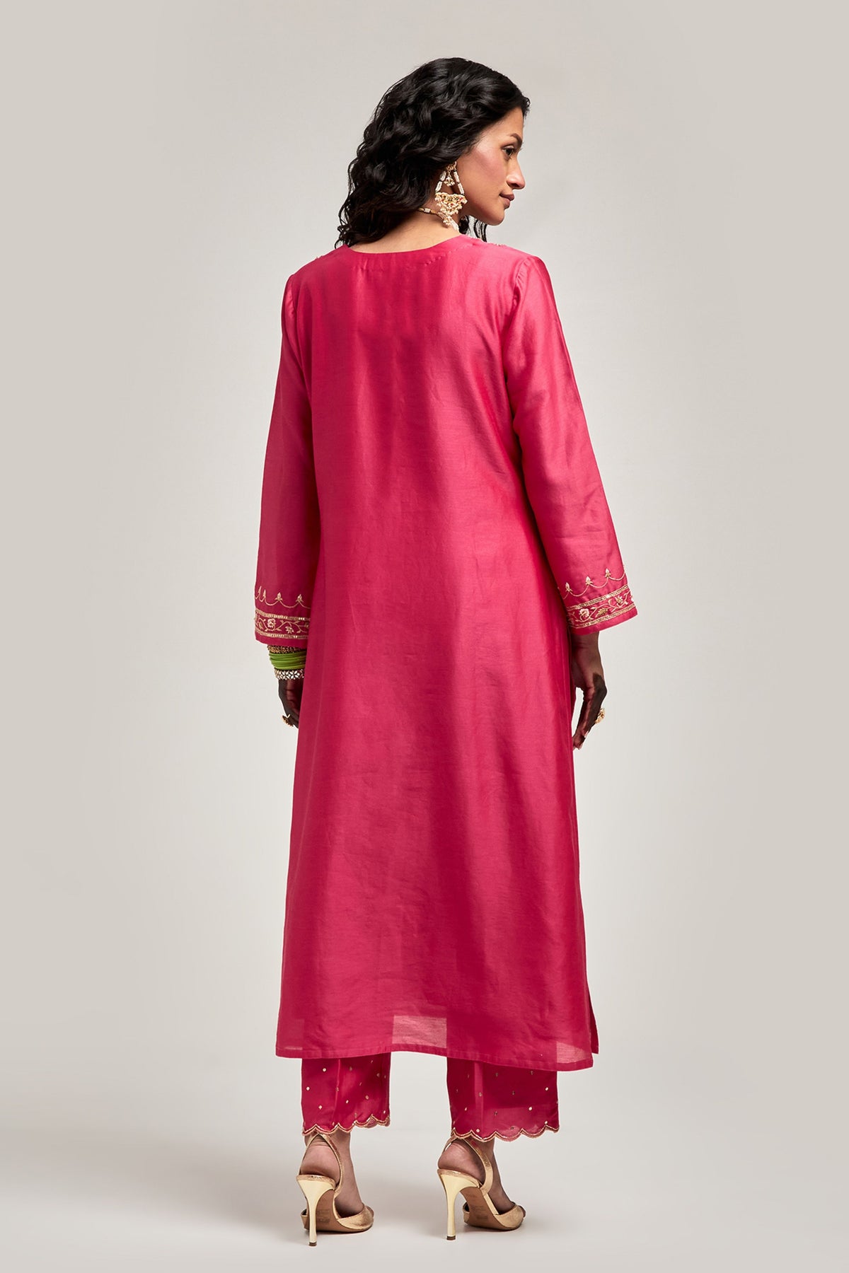 Fuchsia Embroidered Kurta Set