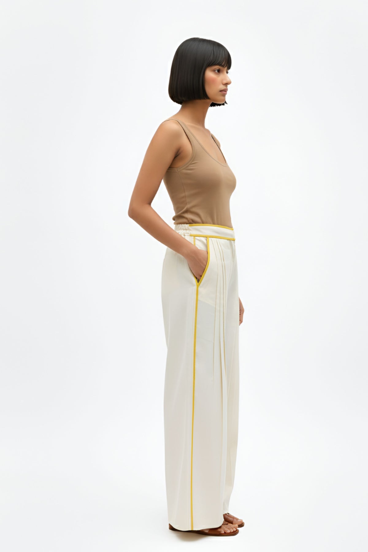 Ivory Pintucks Pants