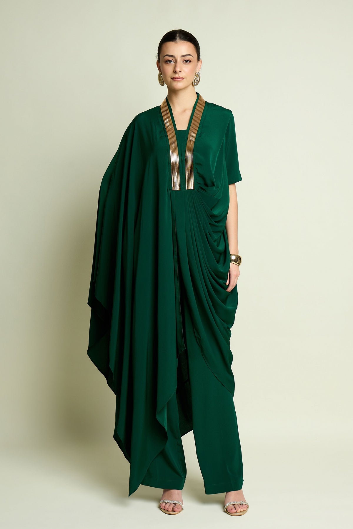 Metallic Draped Tunic Set