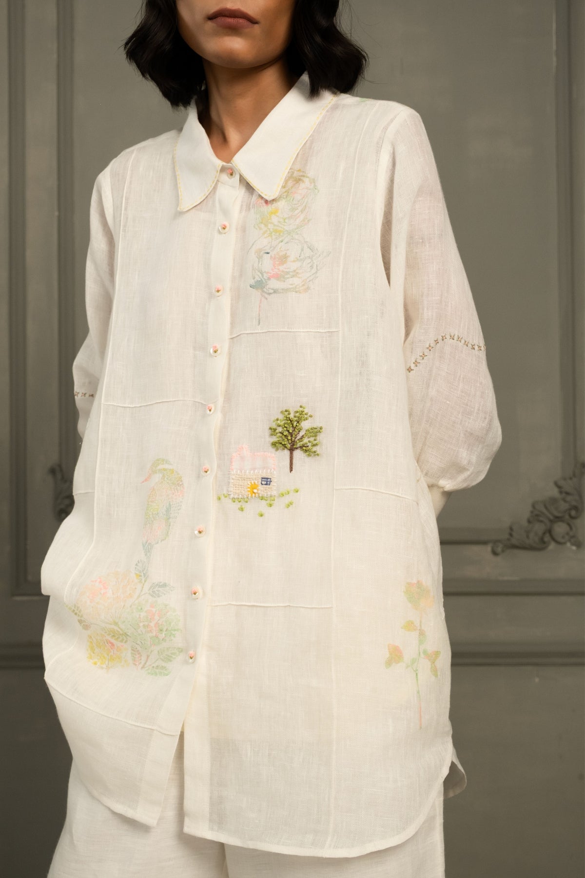 Ivory Gauze Linen Co-ord Set