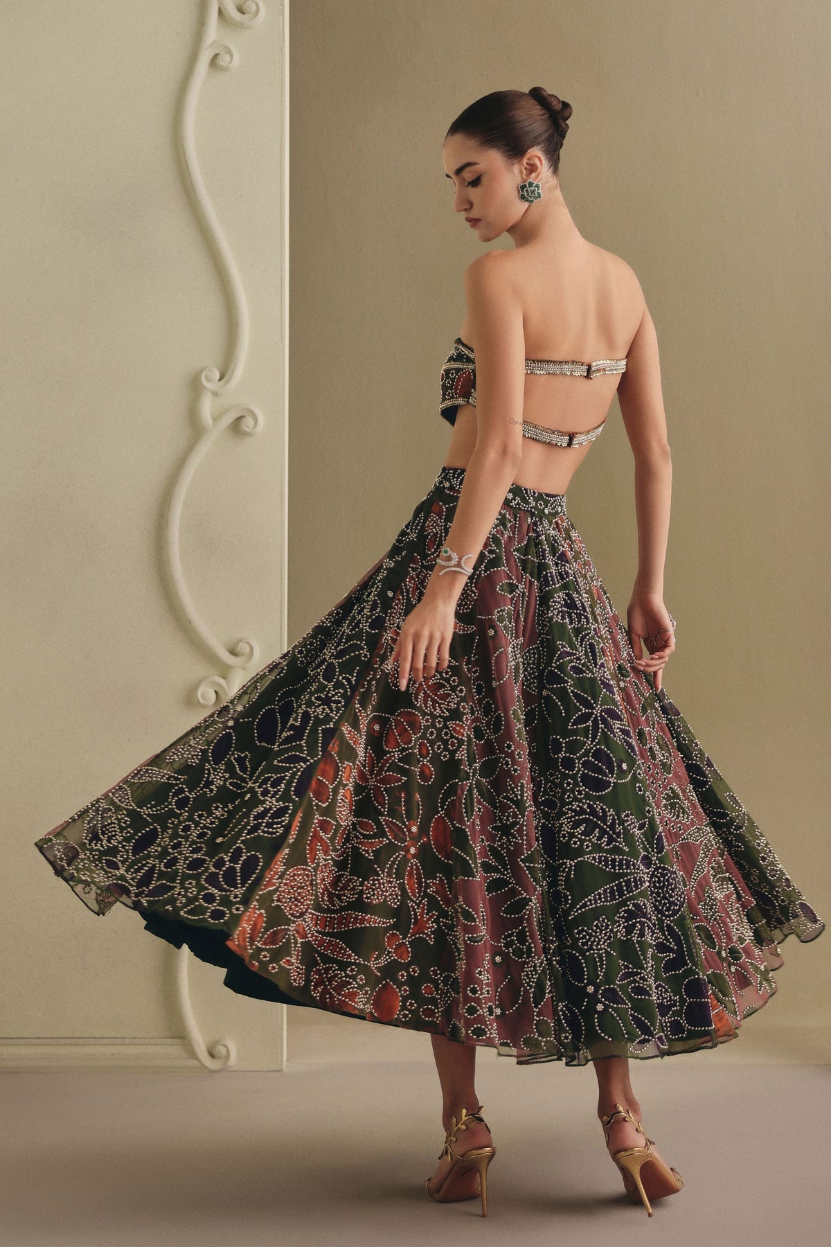 Olive Green Skirt Set