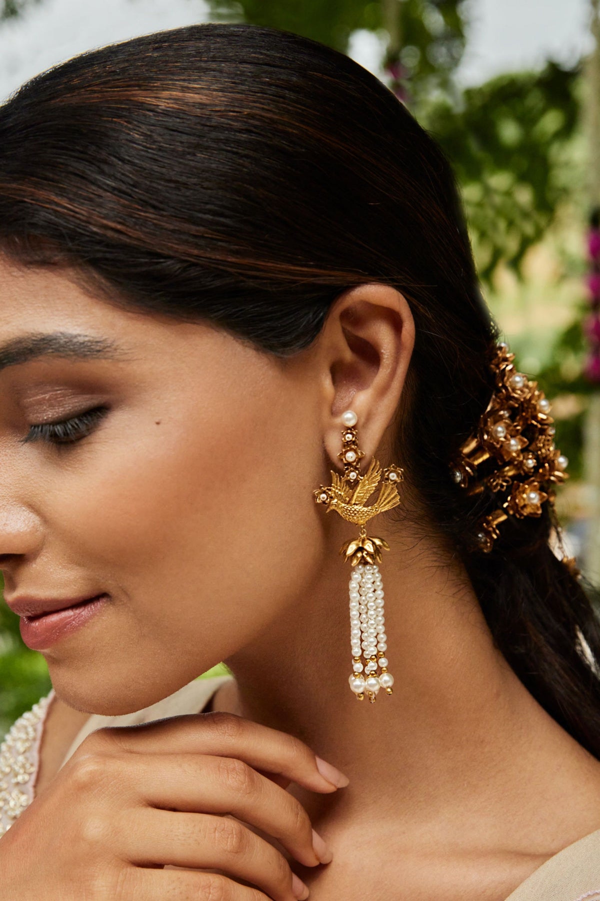 Panchee Pearl Tassel Earrings