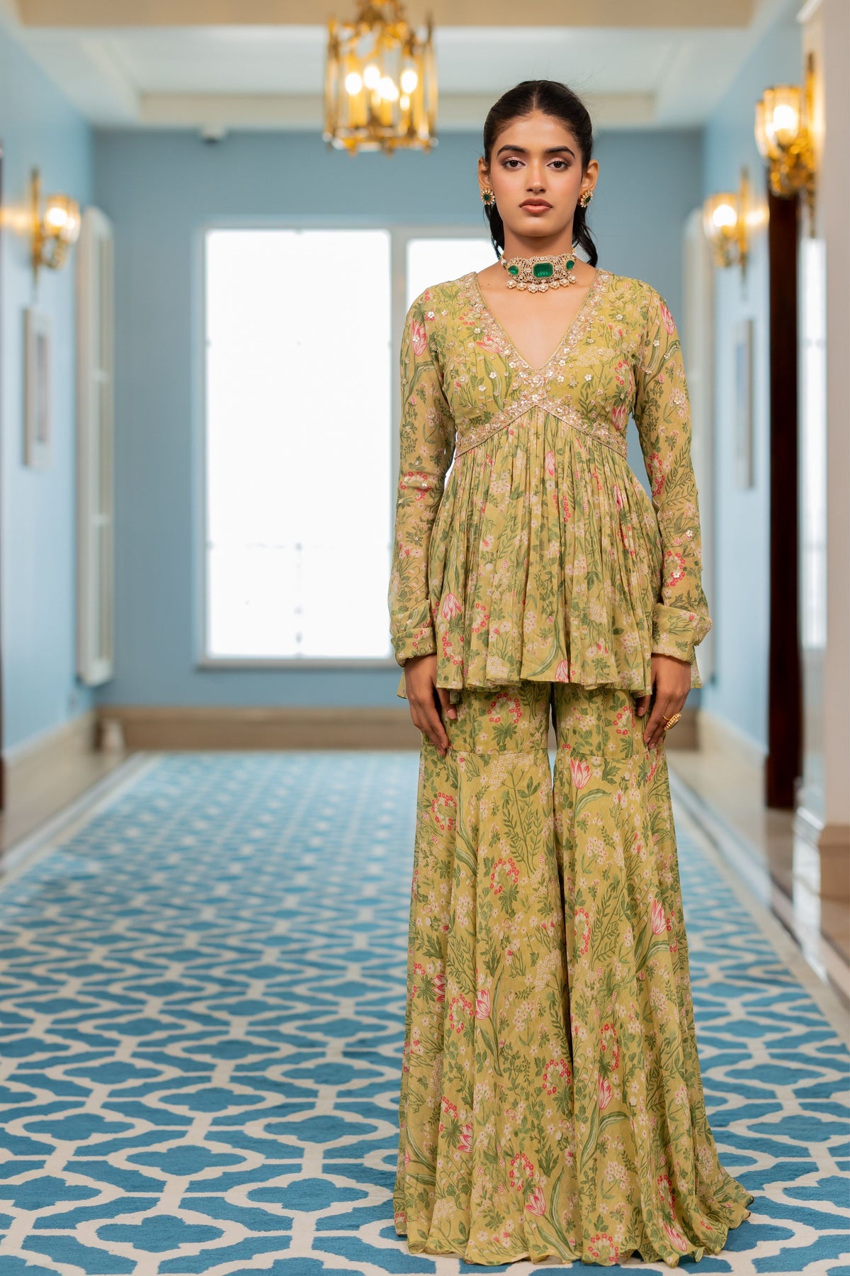 Keeva Sage Green Sharara Set