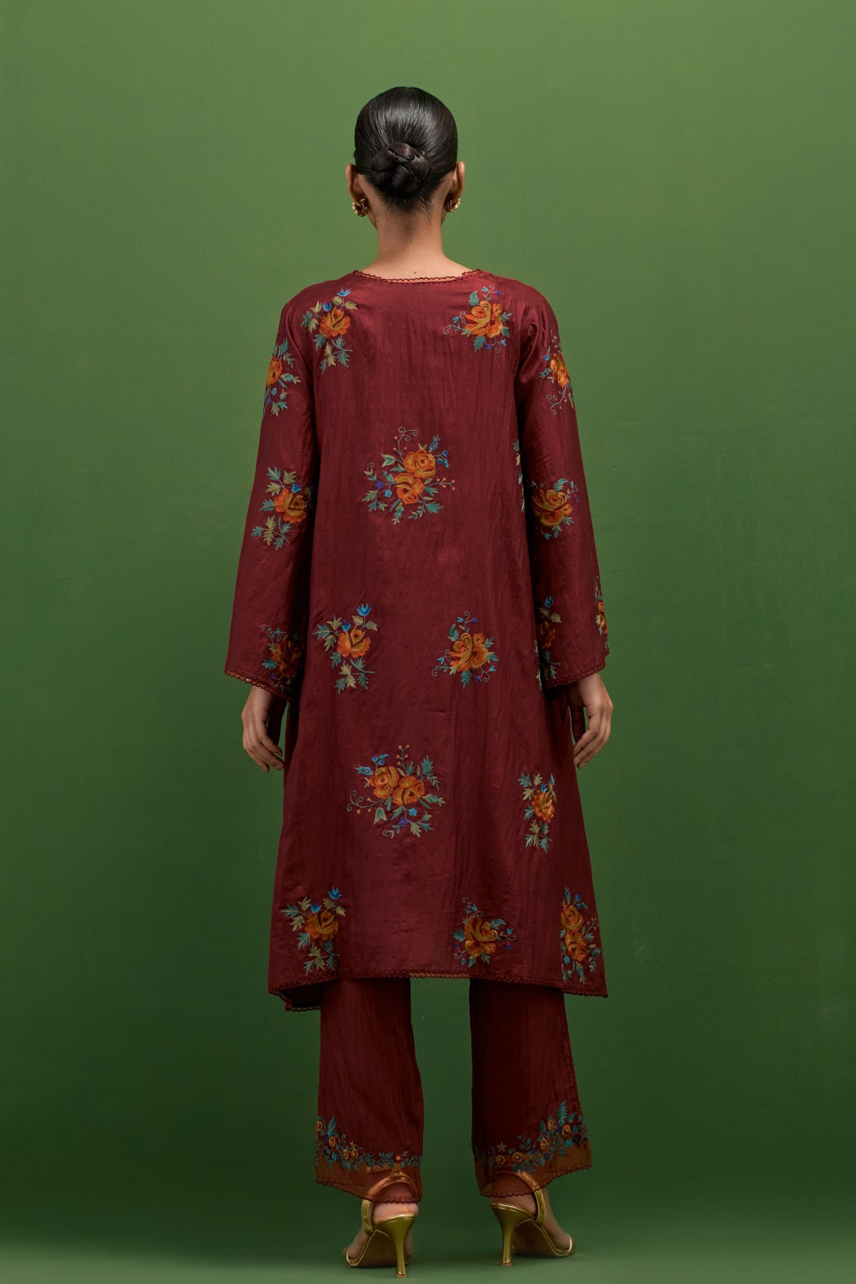 Rosewood Roses A-line Kurta Set