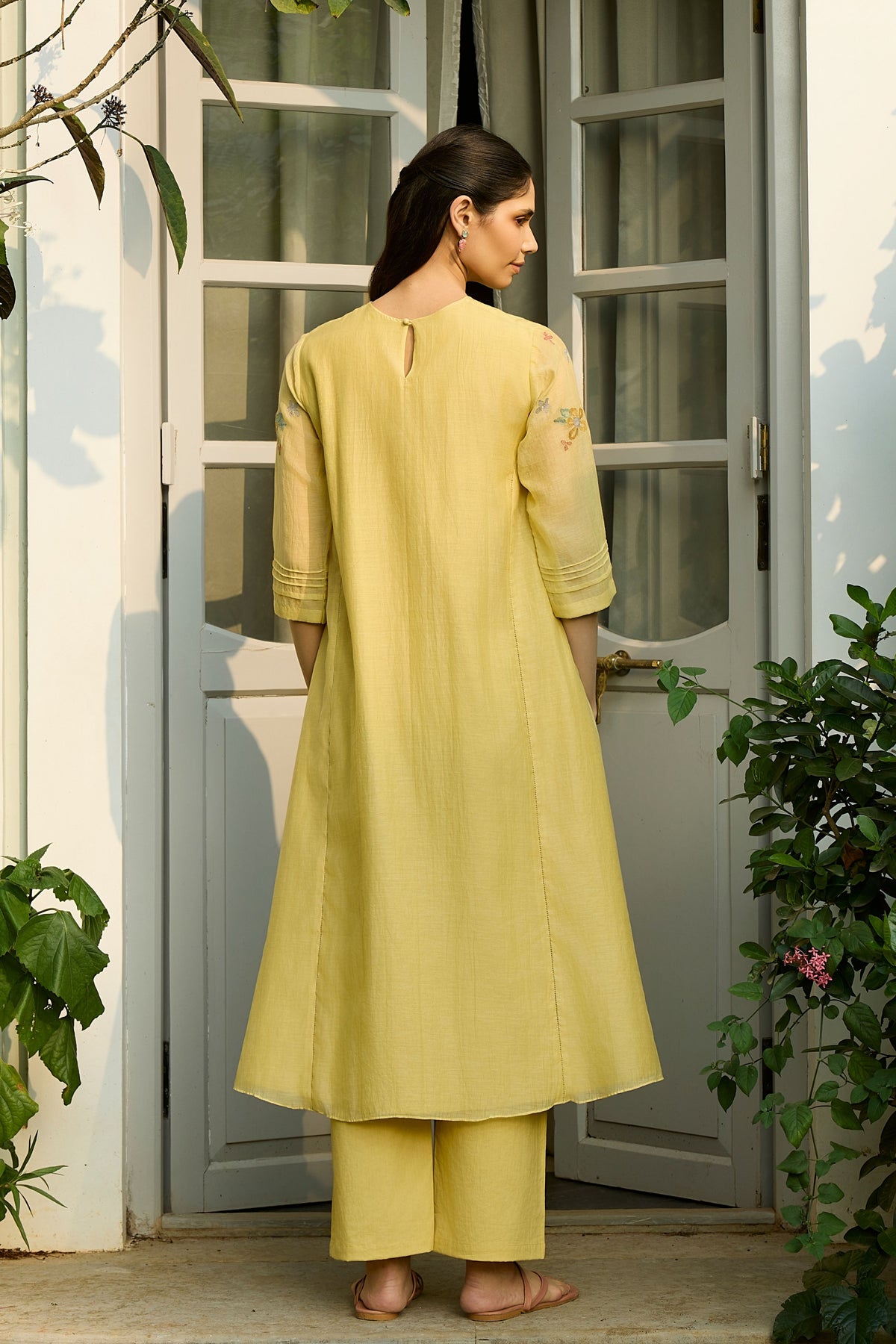 Lemon Embroidered Bloom Kurta Set