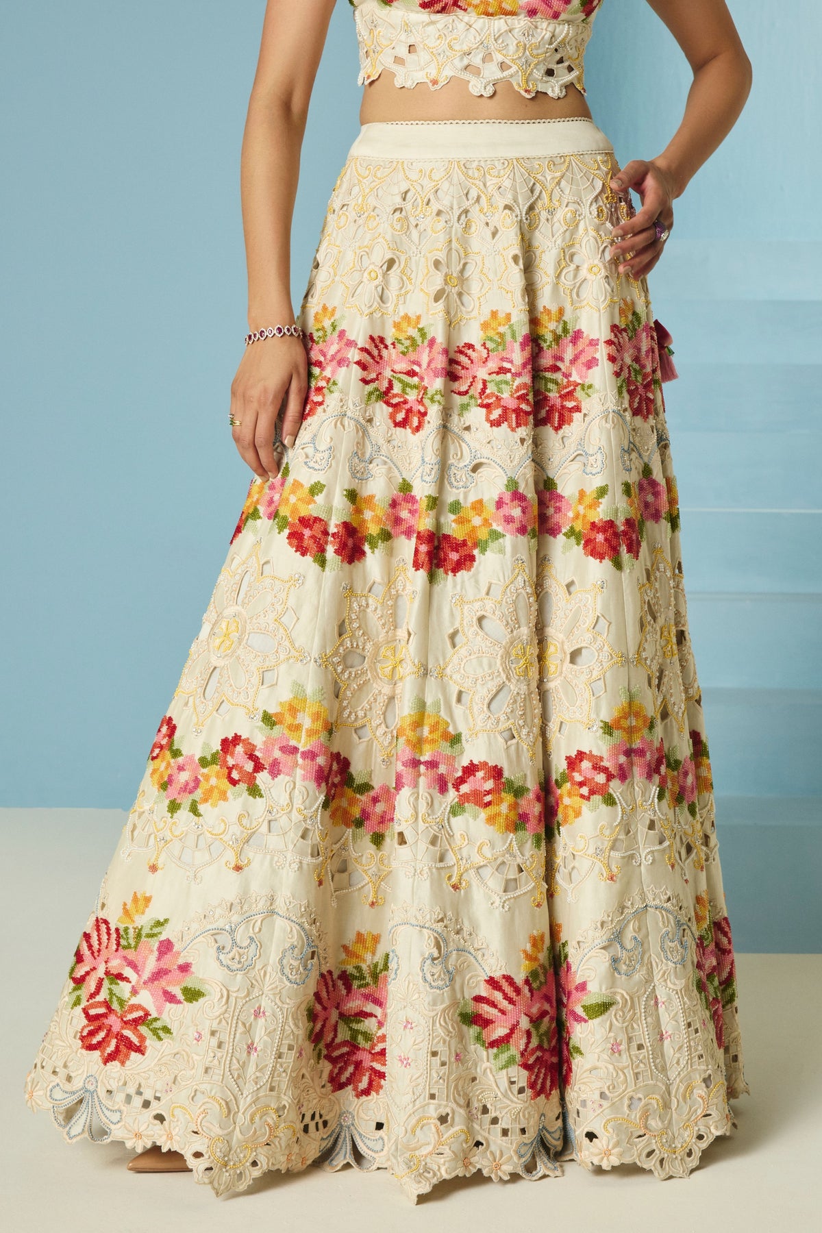 Ivory Cutwork Lehenga