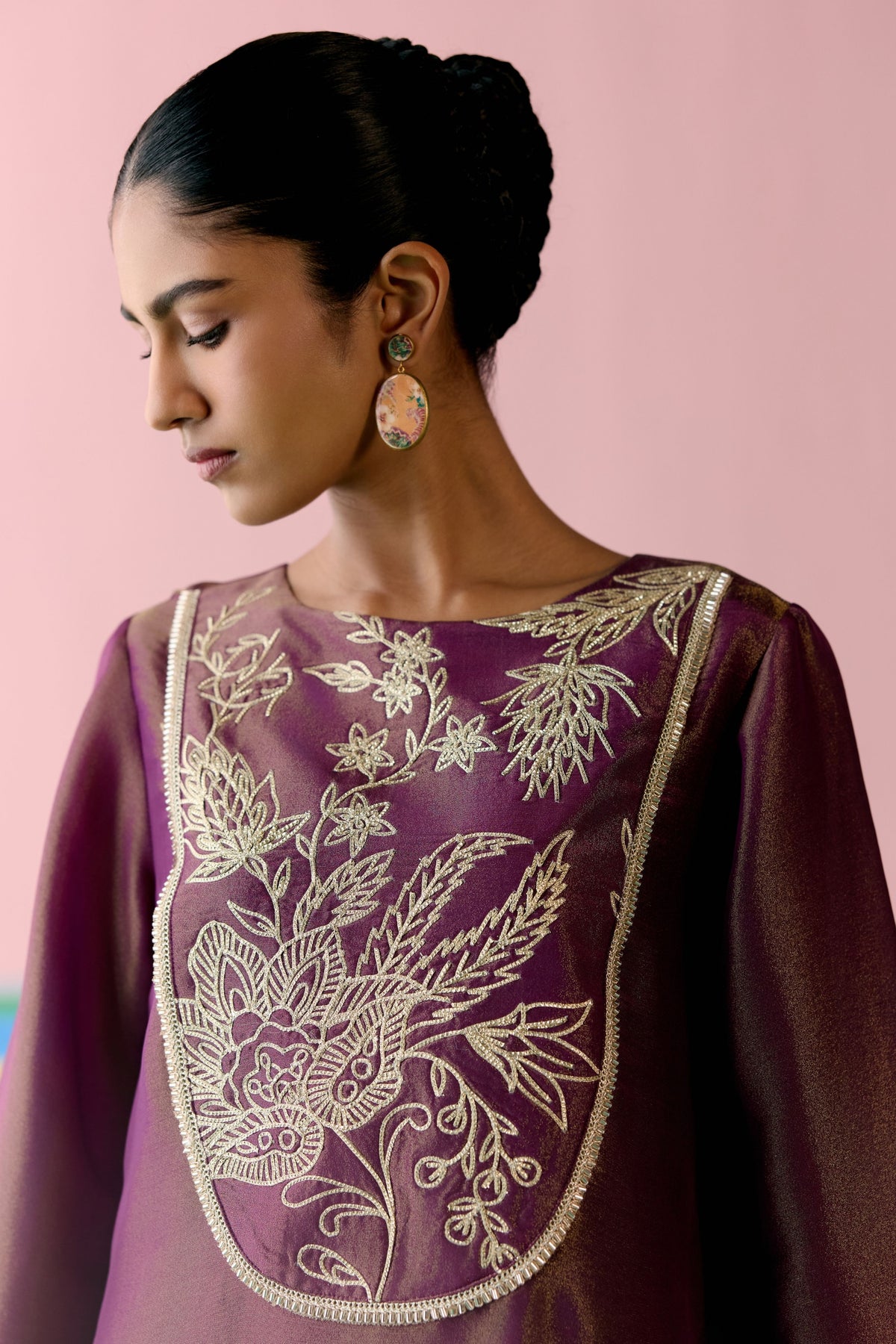 Purple Embroidered Kurta Set