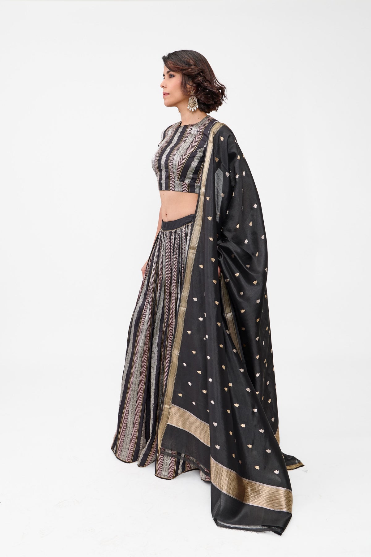 Black Dhari Lehenga Set