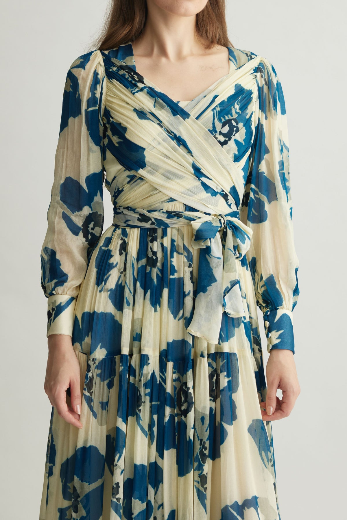 Blue Floral Wrap Dress