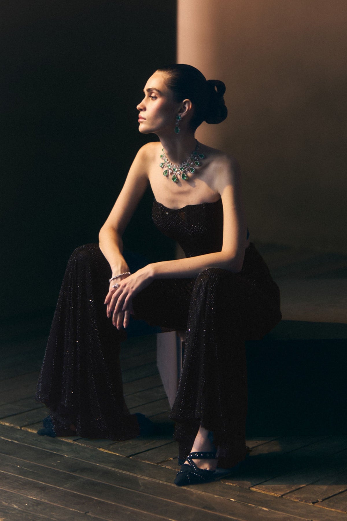 Onyx Sharara Pants with Corset Top