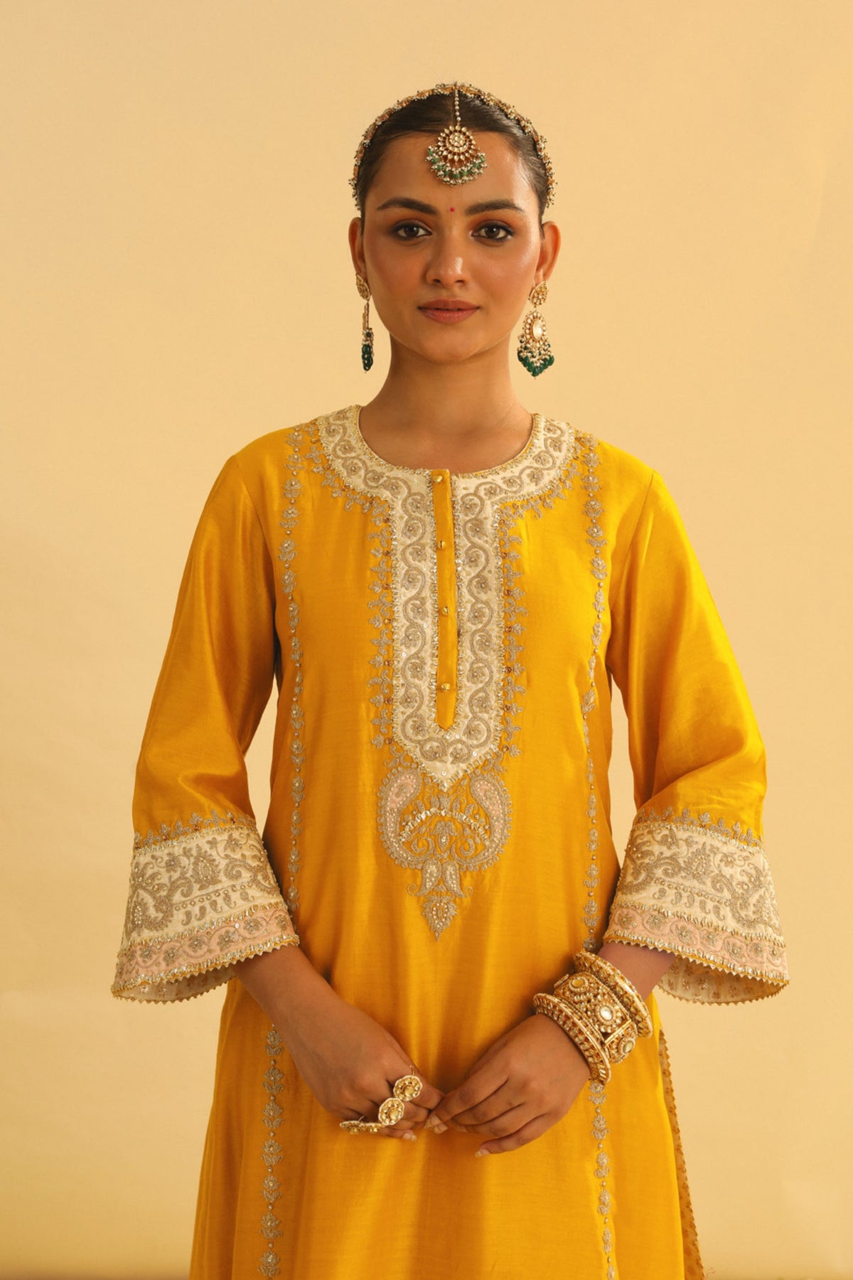 Asmira Mustard Long Kurta With Palazzo Set