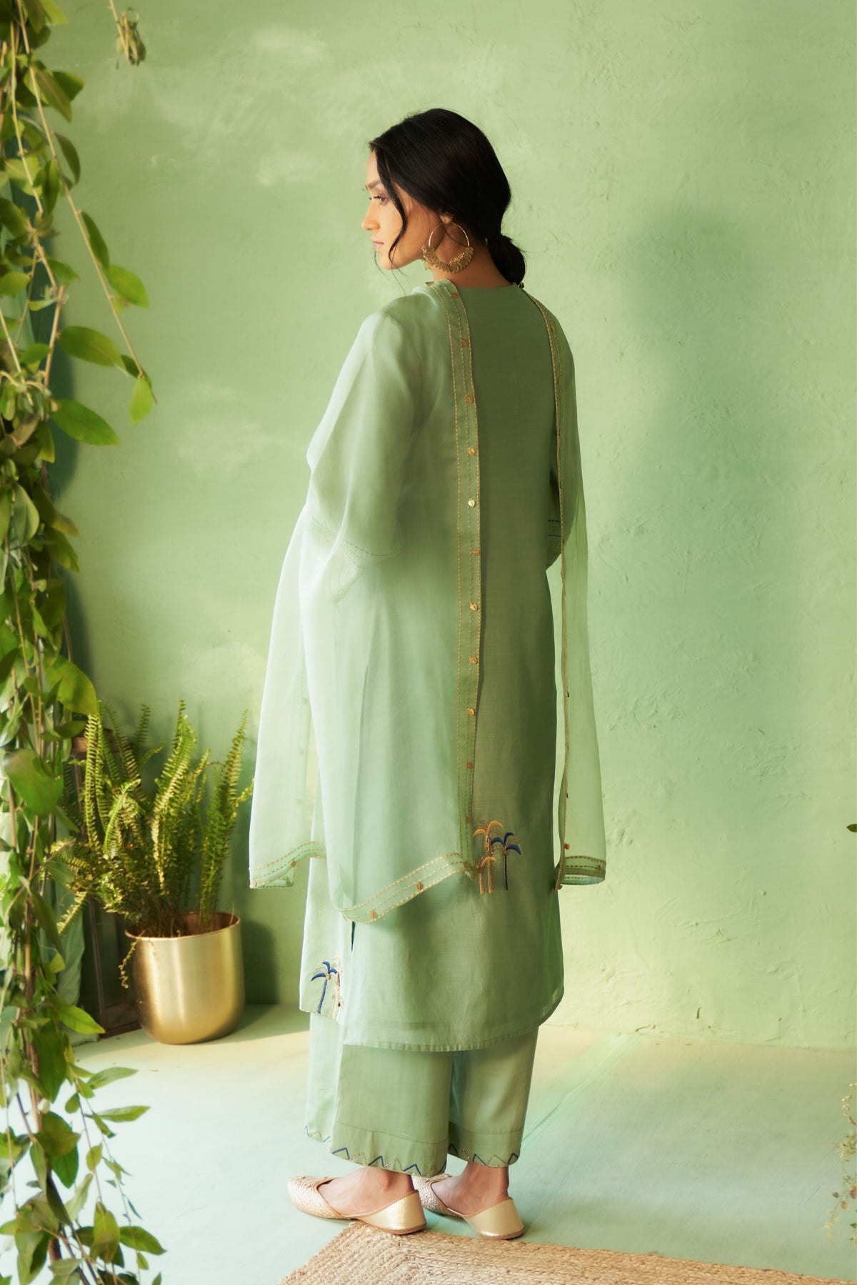 Palm Motif Kurta Set