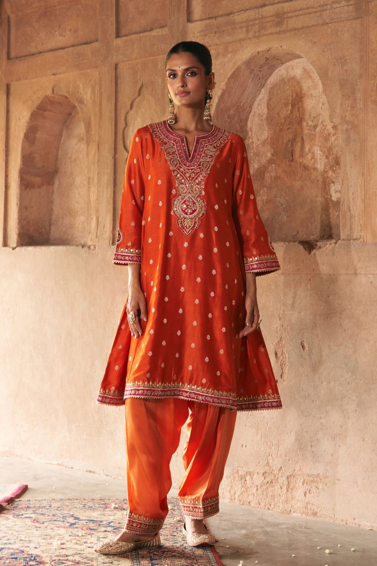 Hafsa Orange Chauga With Salwar
