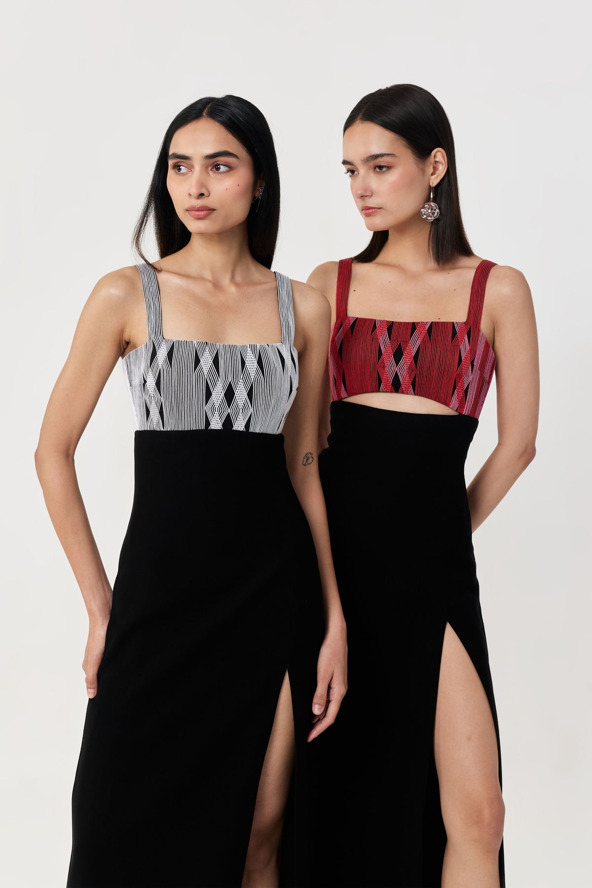 Entwined Red Corded Yoke Dress