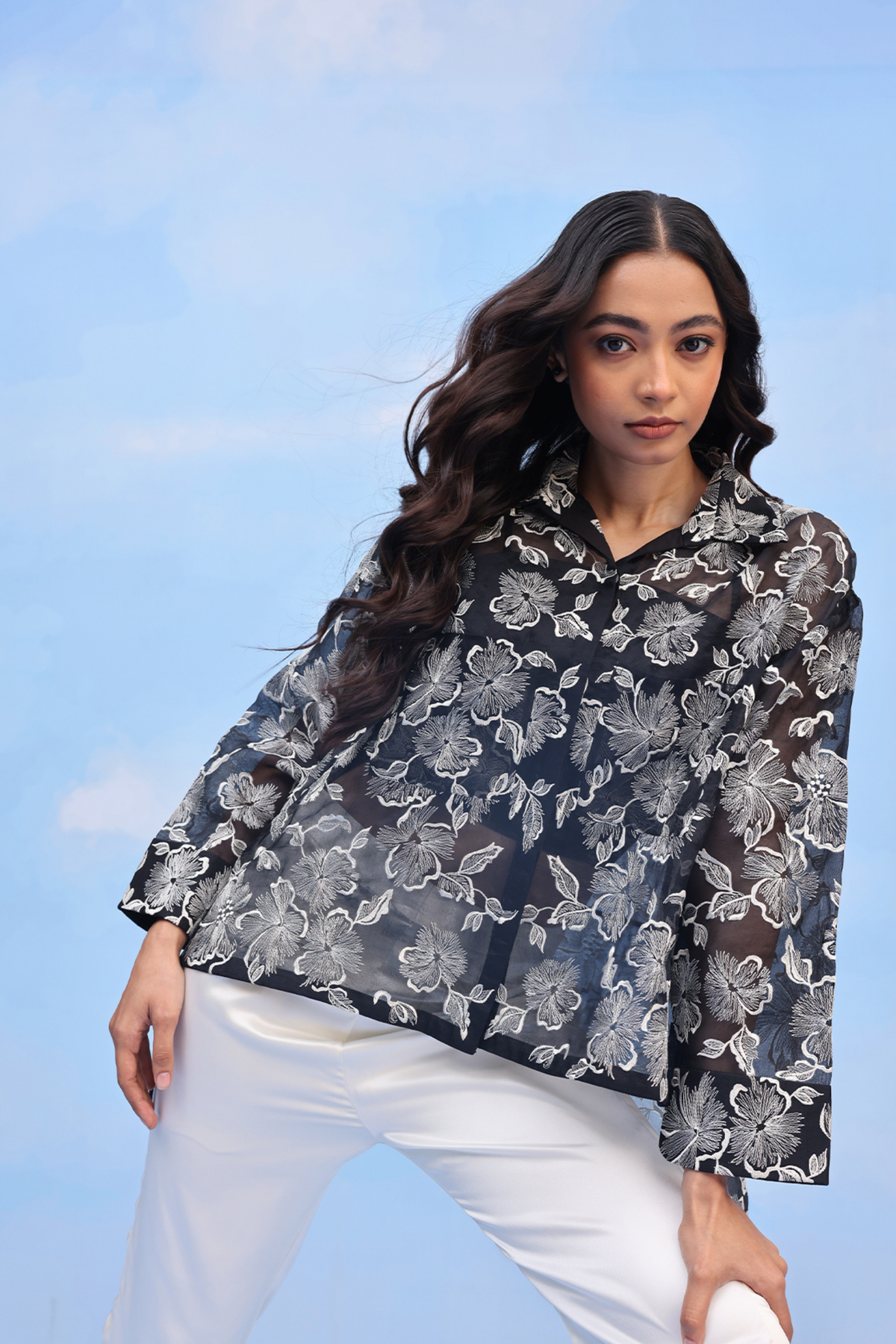 Hibiscus Motif Shirt