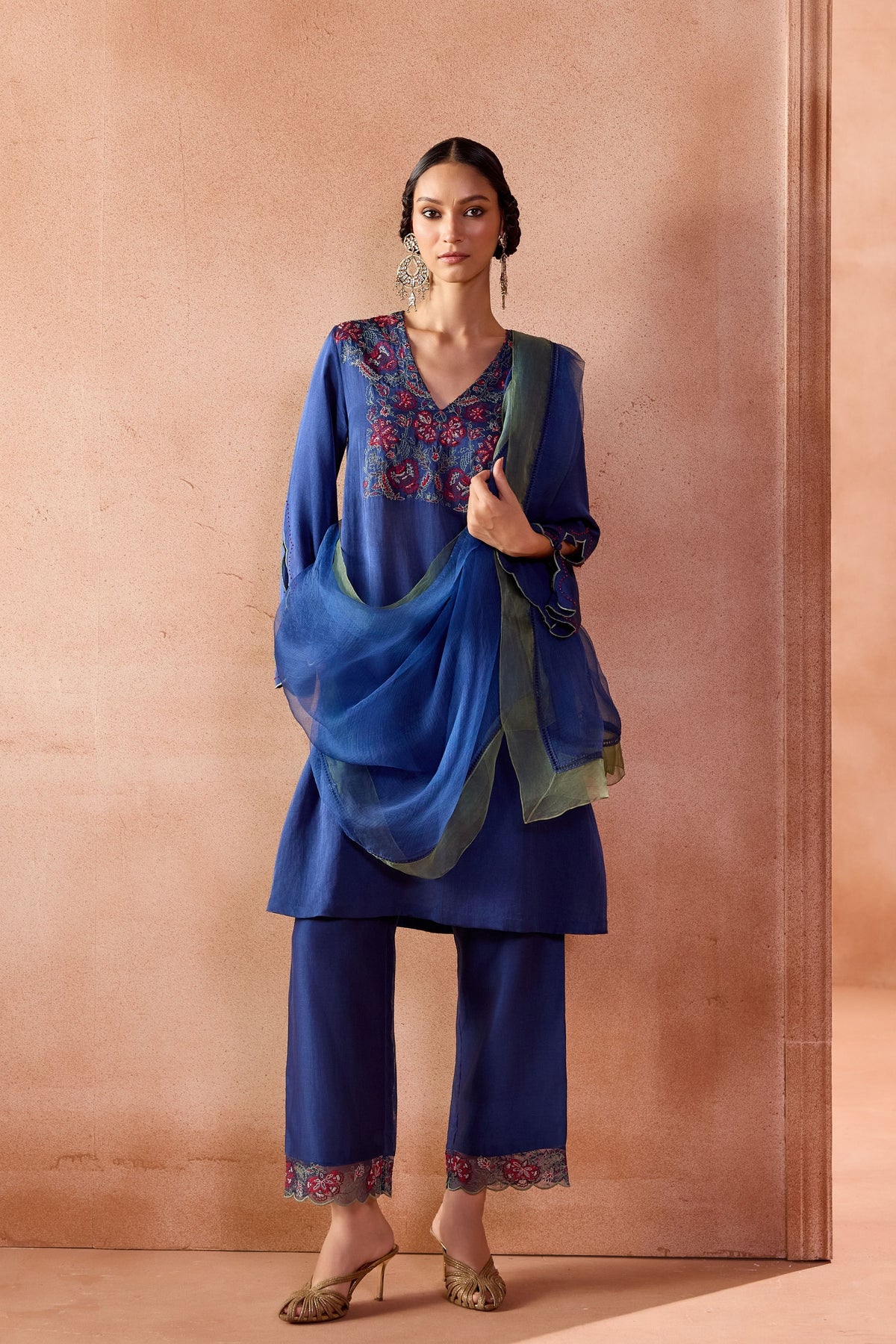 Blue Embroidered Kurta Set