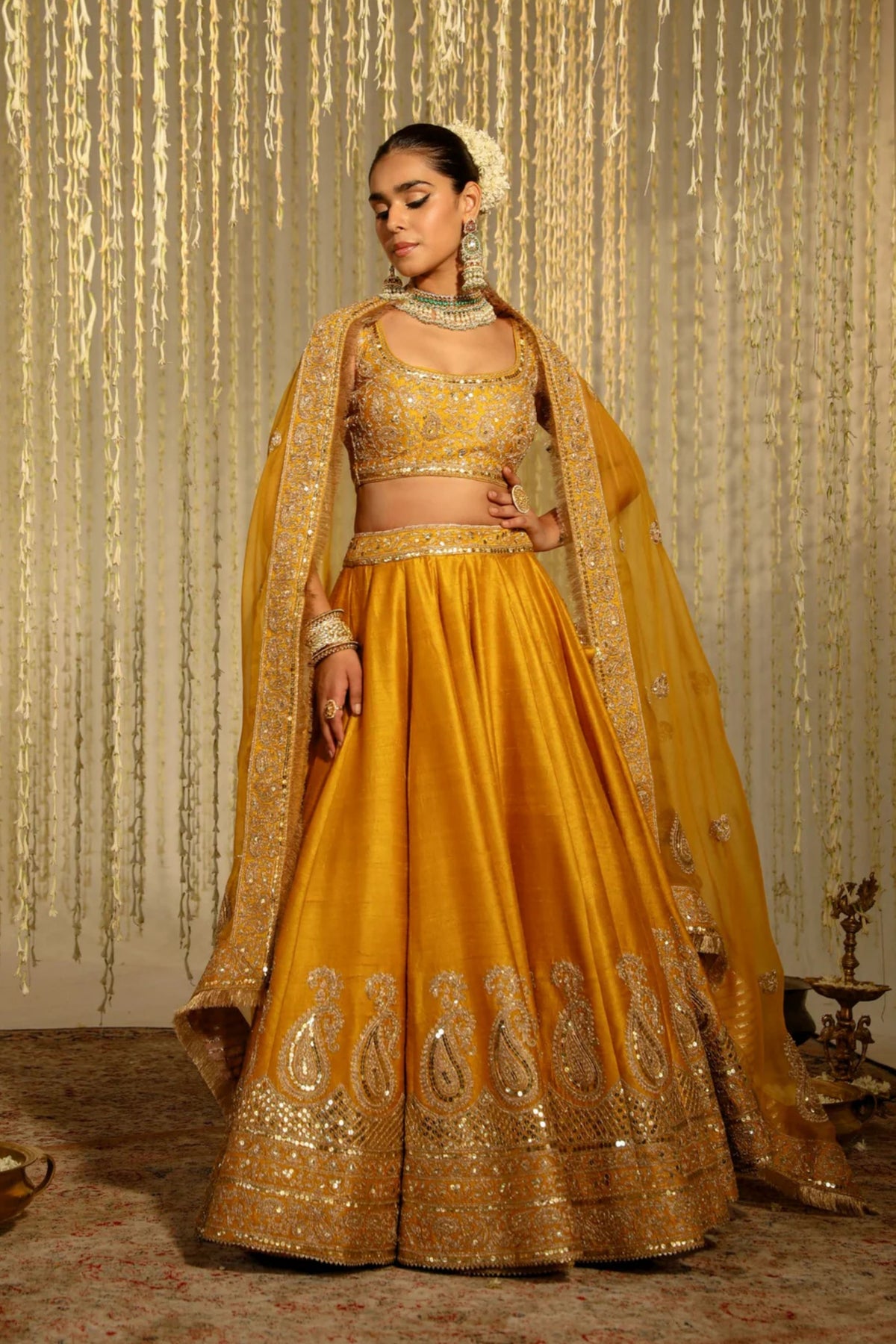 Amna Mustard Lehenga Set
