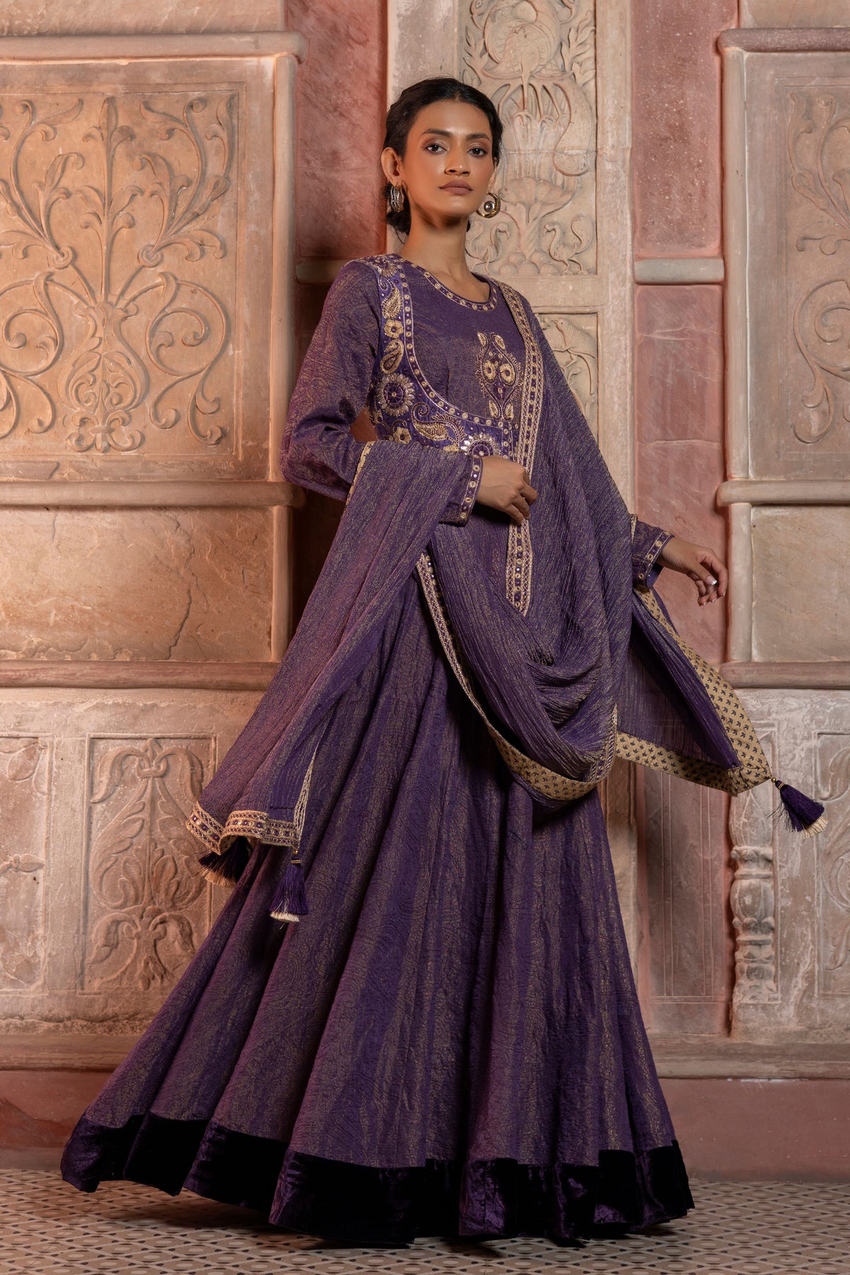 Purple Anarkali Set