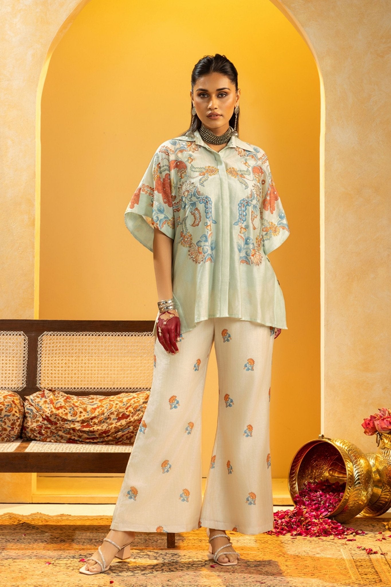 Blue Rangtara Co - ord Set - Sougat Paul - Elahe