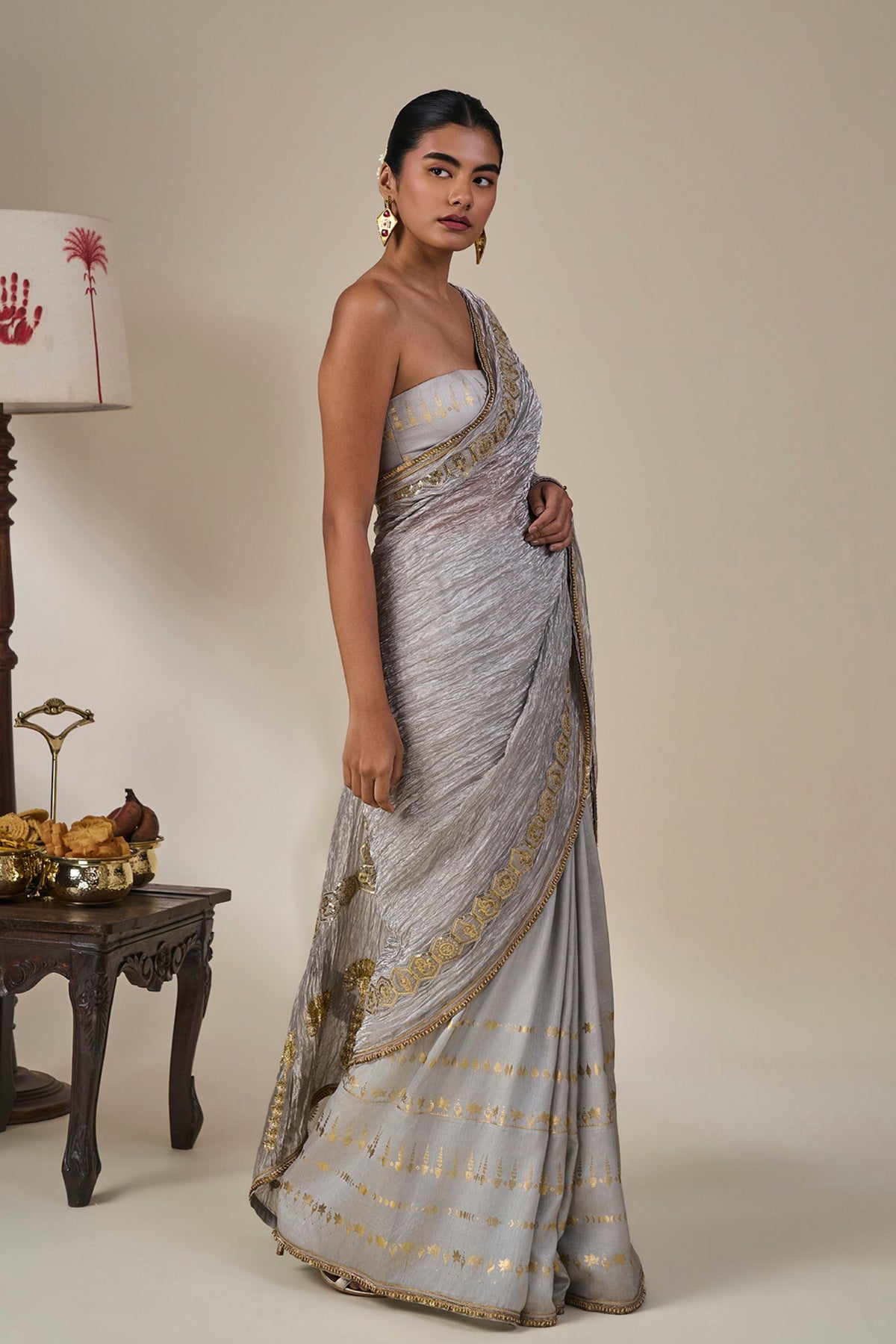 Grey Kathakali Malabar Saree