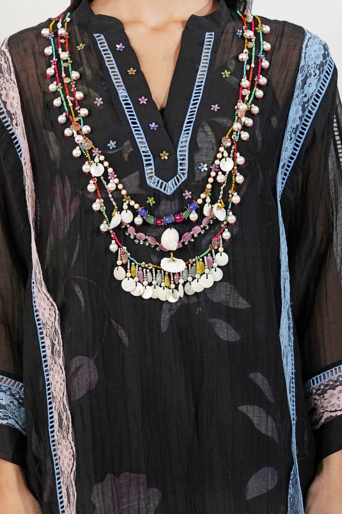 Shabby Chic Boxy Top Black
