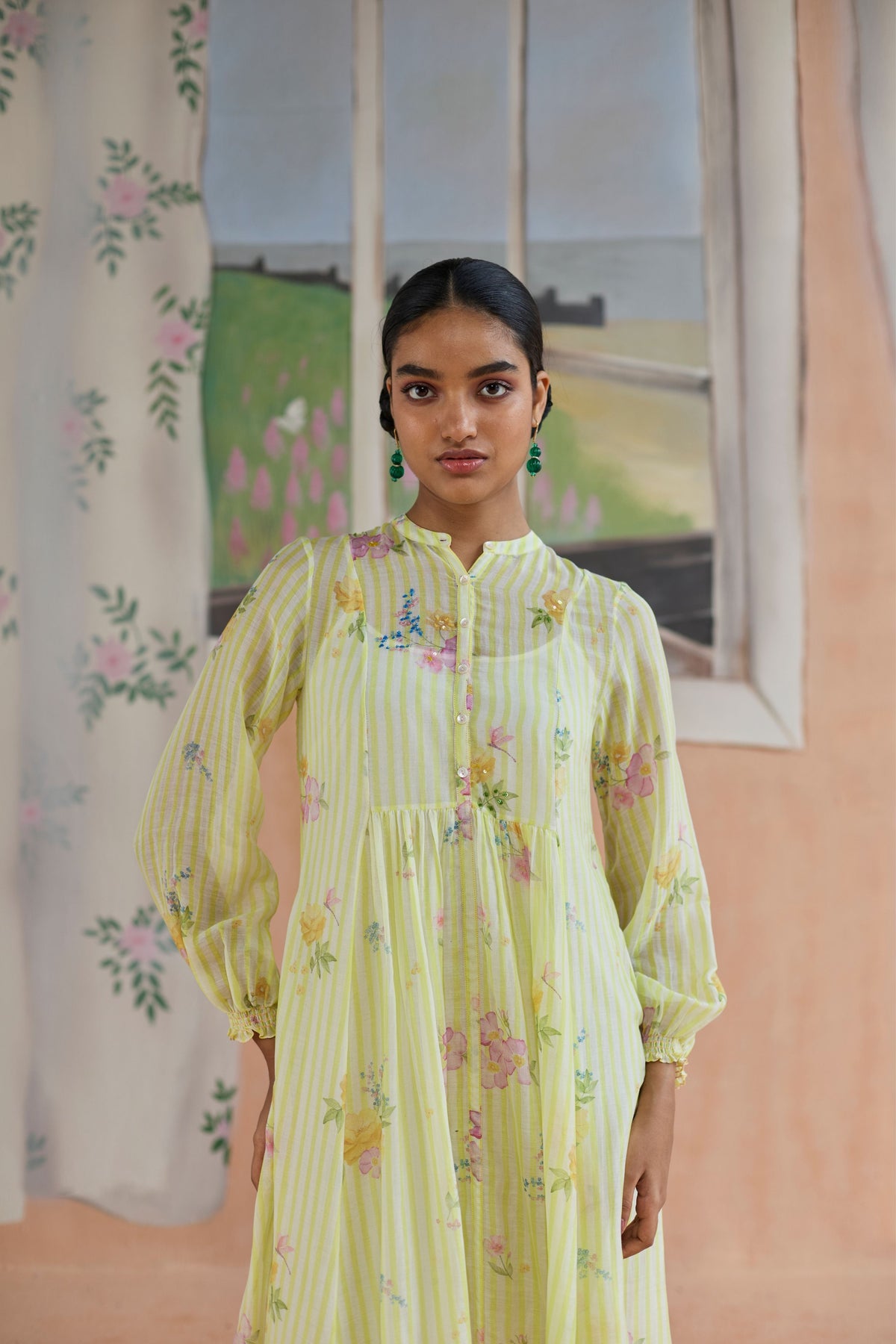 Serene Flora Maxi Dress Chanderi