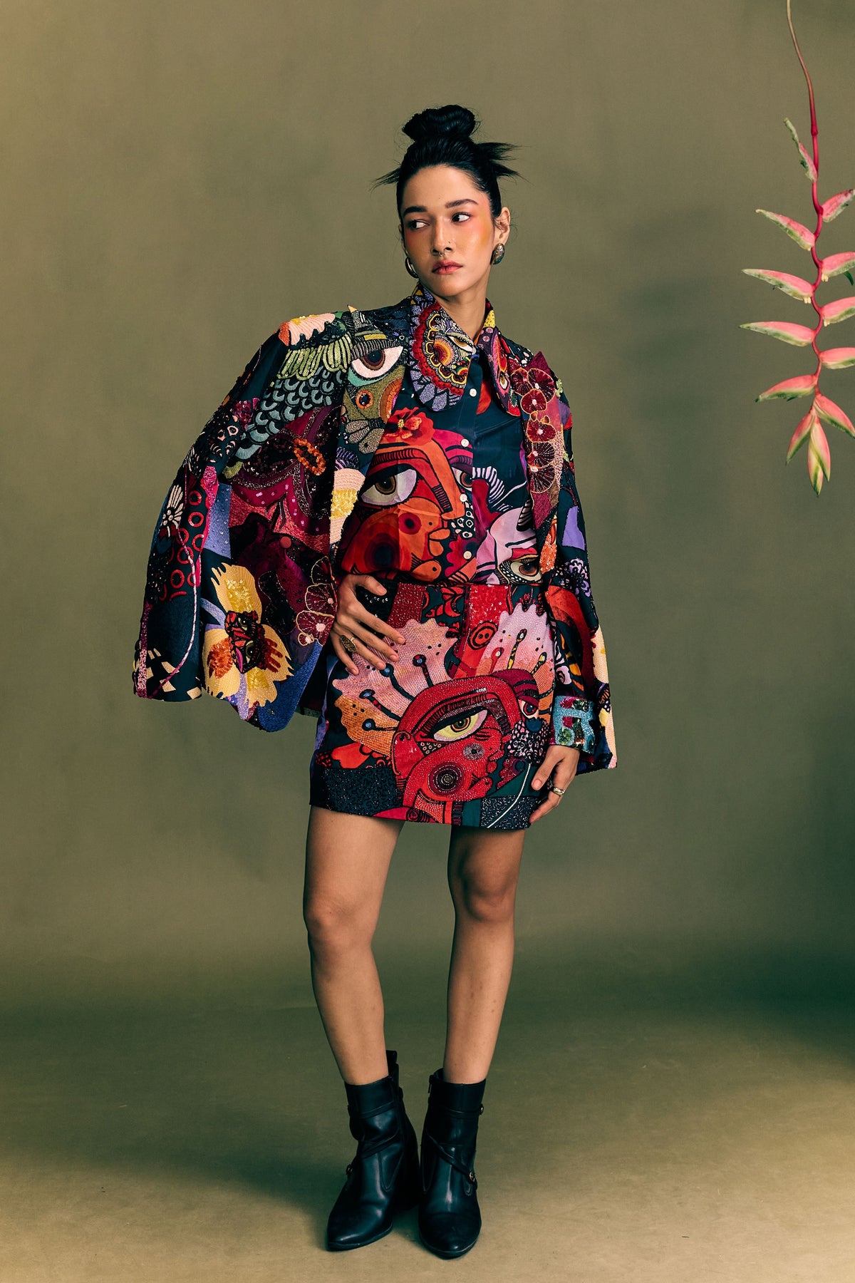 Cosmic Siren Embroidered Flap Skort