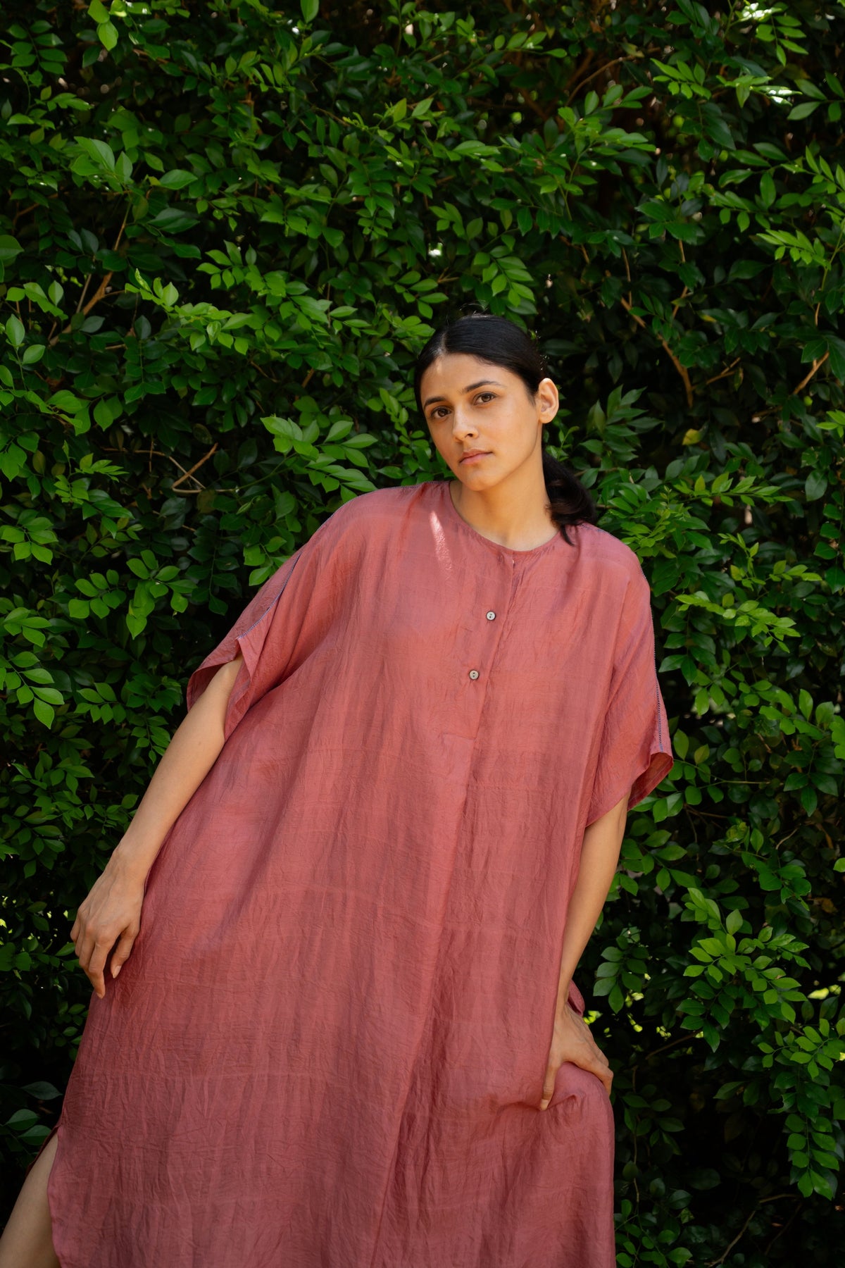 Old Rose Pleated Kaftan