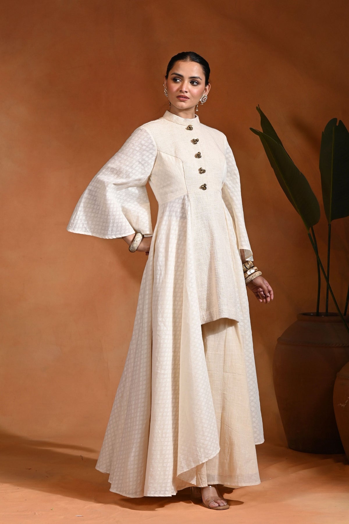 Long Tales Ivory Gold Tunic Set