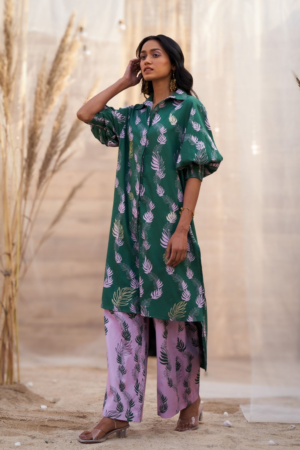 Reveria Printed High Low Kurta Set