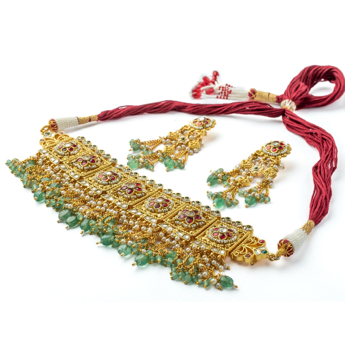 Gold-green Kundan Set